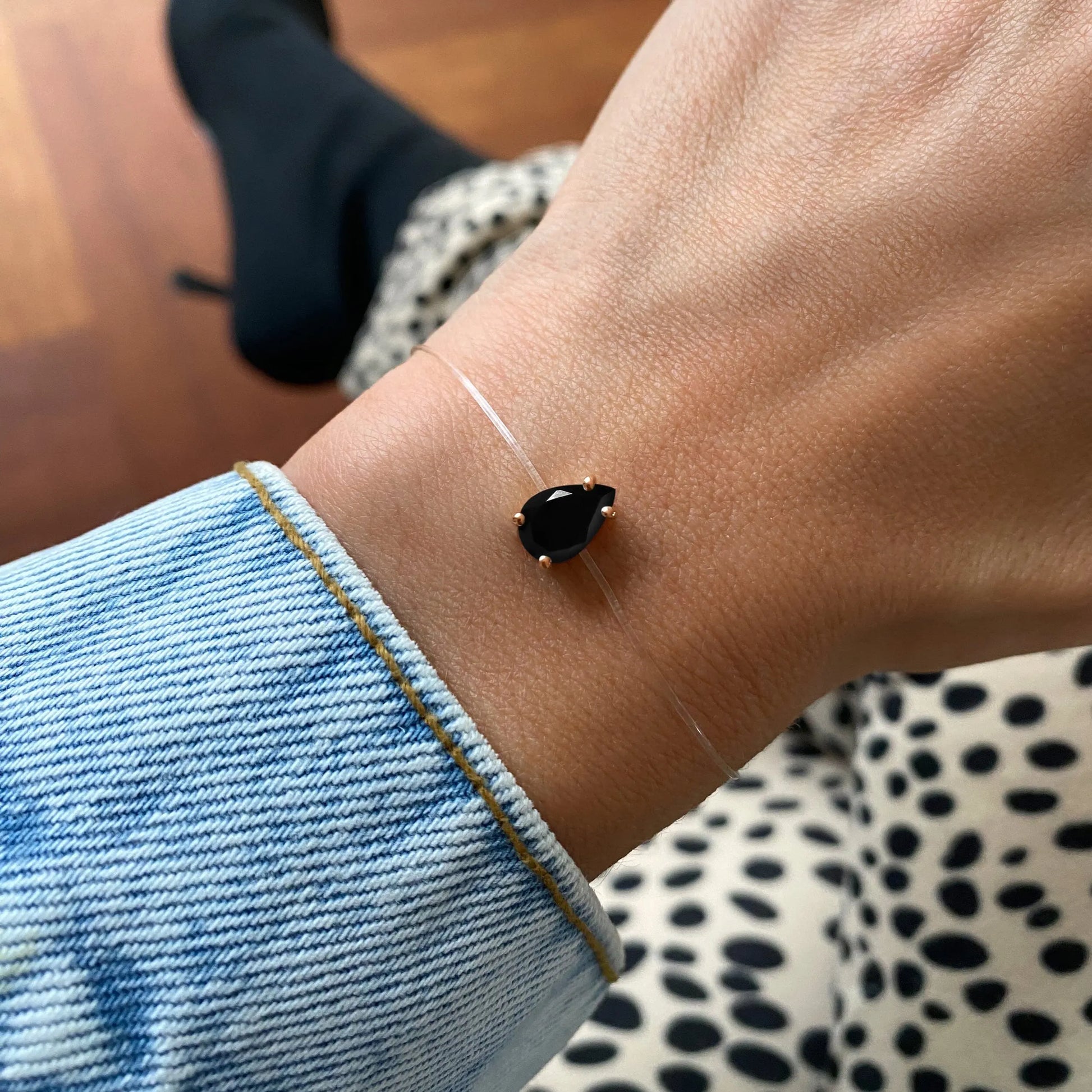 Black Onyx Bracelet Floating Sway - December Birthstone Moon Magic