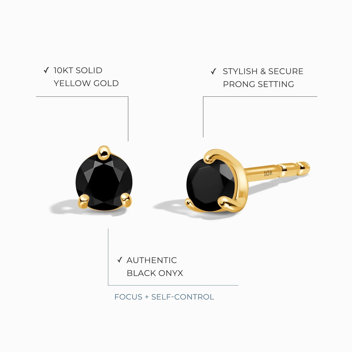 Black Onyx Round Studs - December Birthstone Moon Magic