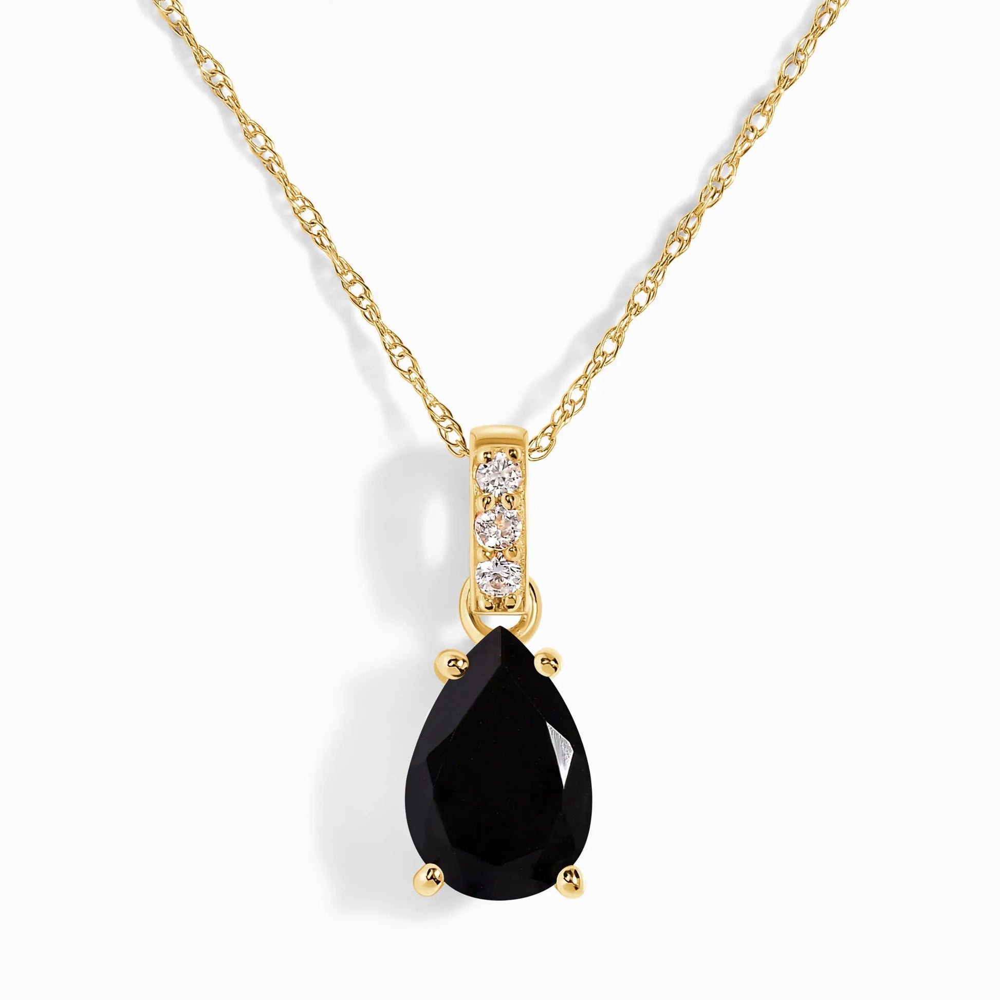 Black Onyx Diamond Necklace Sway - December Birthstone Moon Magic