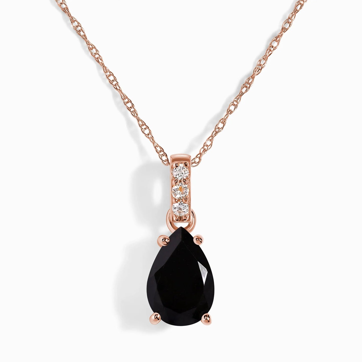 Black Onyx Diamond Necklace Sway - December Birthstone Moon Magic