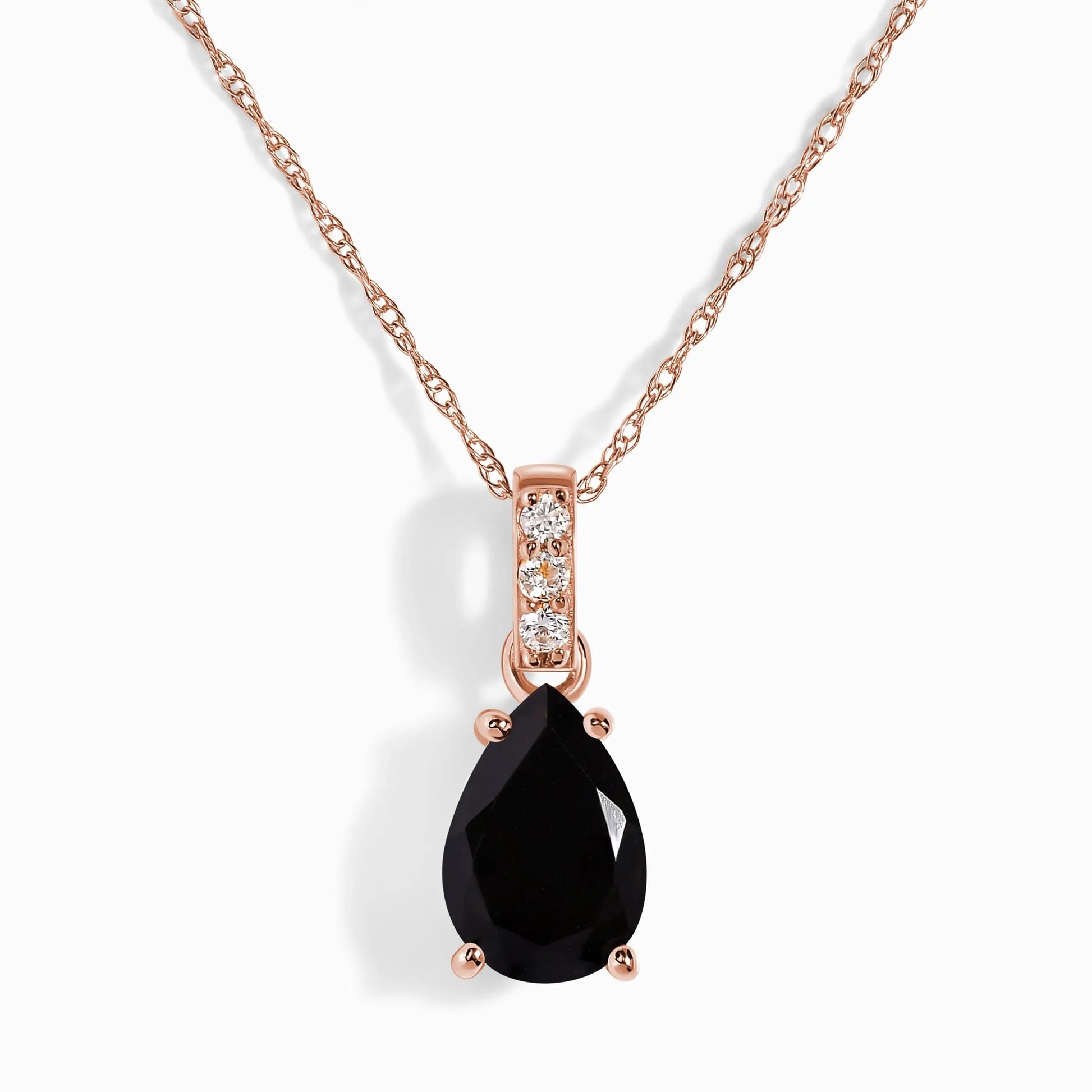 Black Onyx Diamond Necklace Sway - December Birthstone Moon Magic