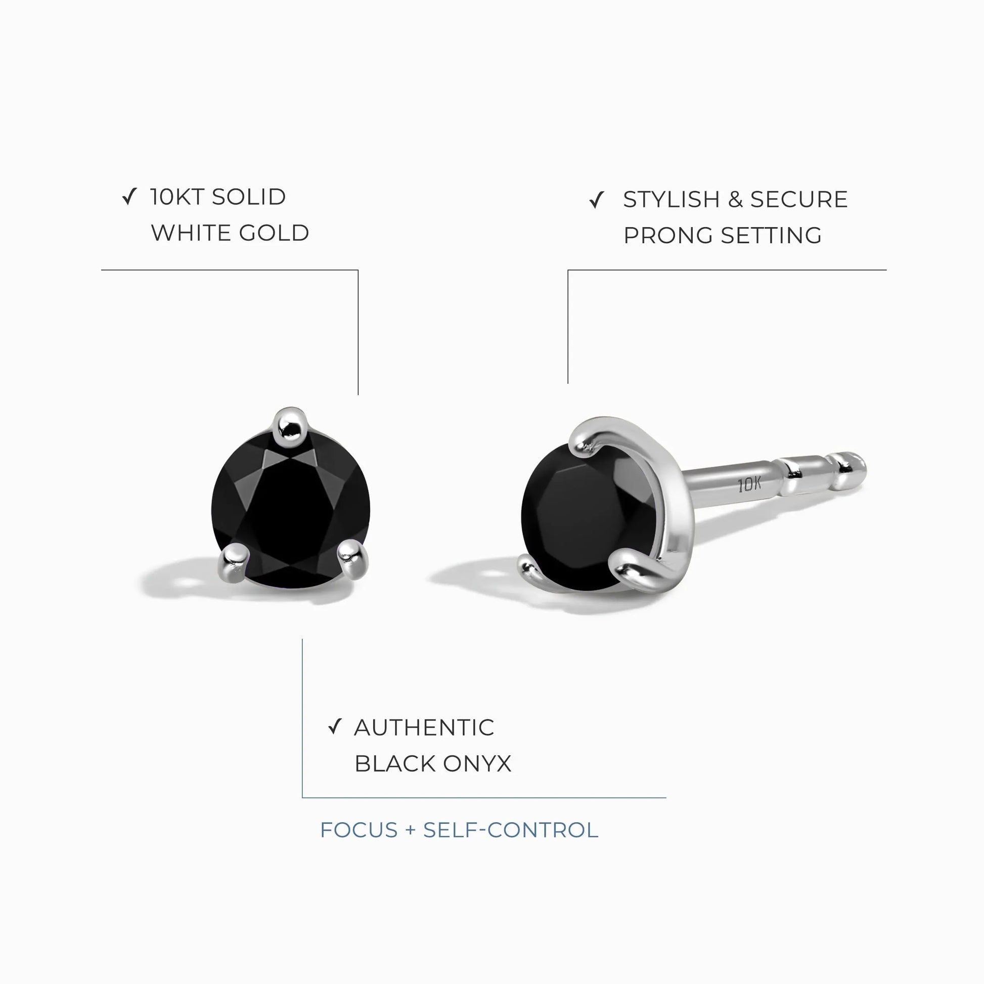 Black Onyx Round Studs - December Birthstone Moon Magic