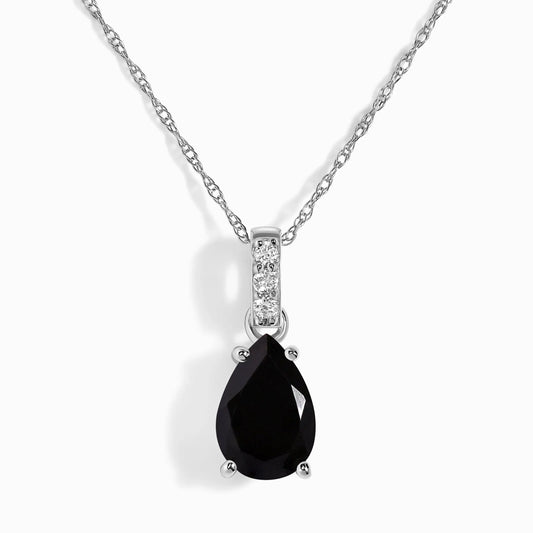 Black Onyx Diamond Necklace Sway - December Birthstone Moon Magic