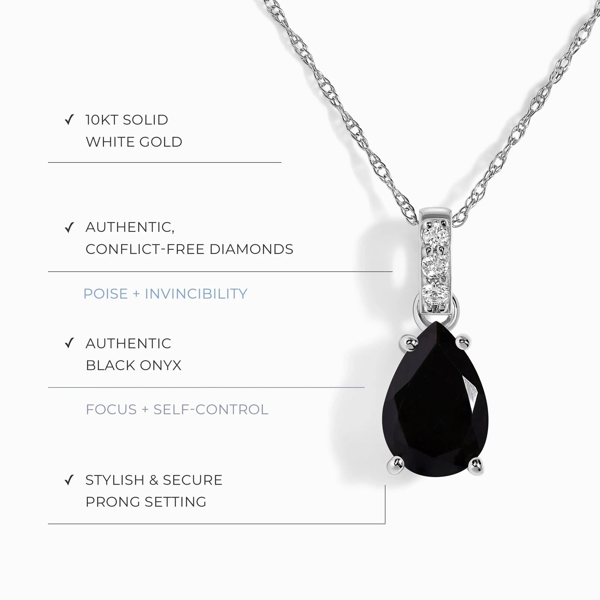 Black Onyx Diamond Necklace Sway - December Birthstone Moon Magic