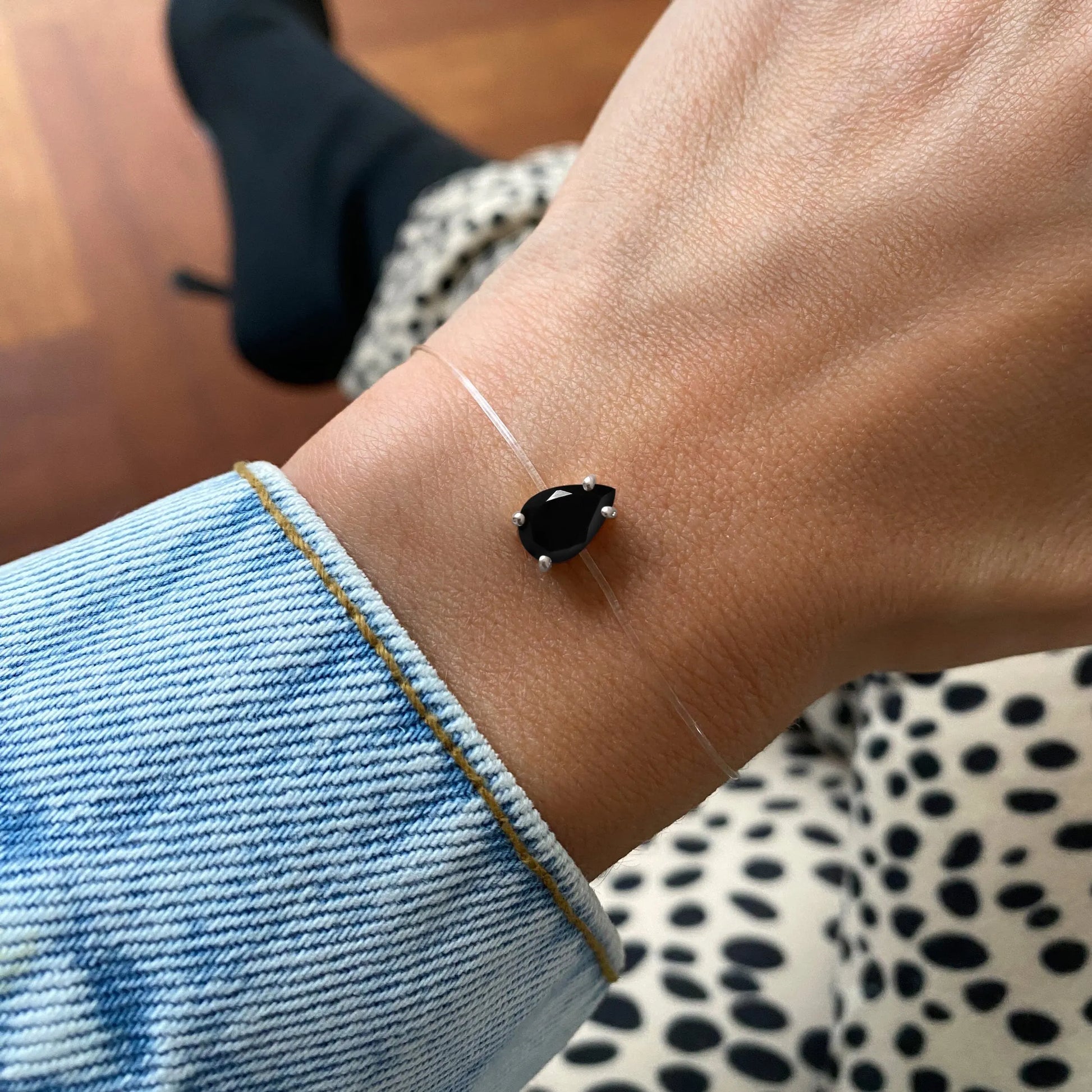 Black Onyx Bracelet Floating Sway - December Birthstone Moon Magic