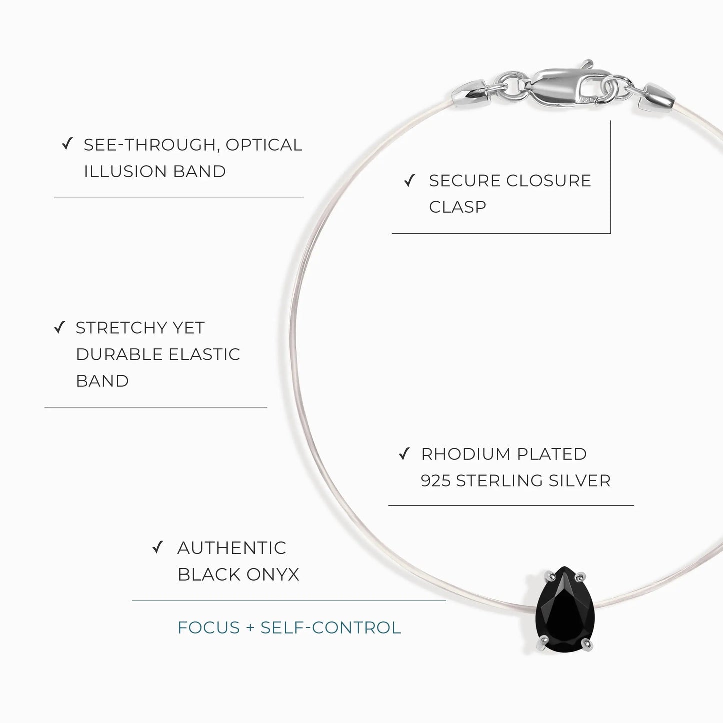 Black Onyx Bracelet Floating Sway - December Birthstone Moon Magic