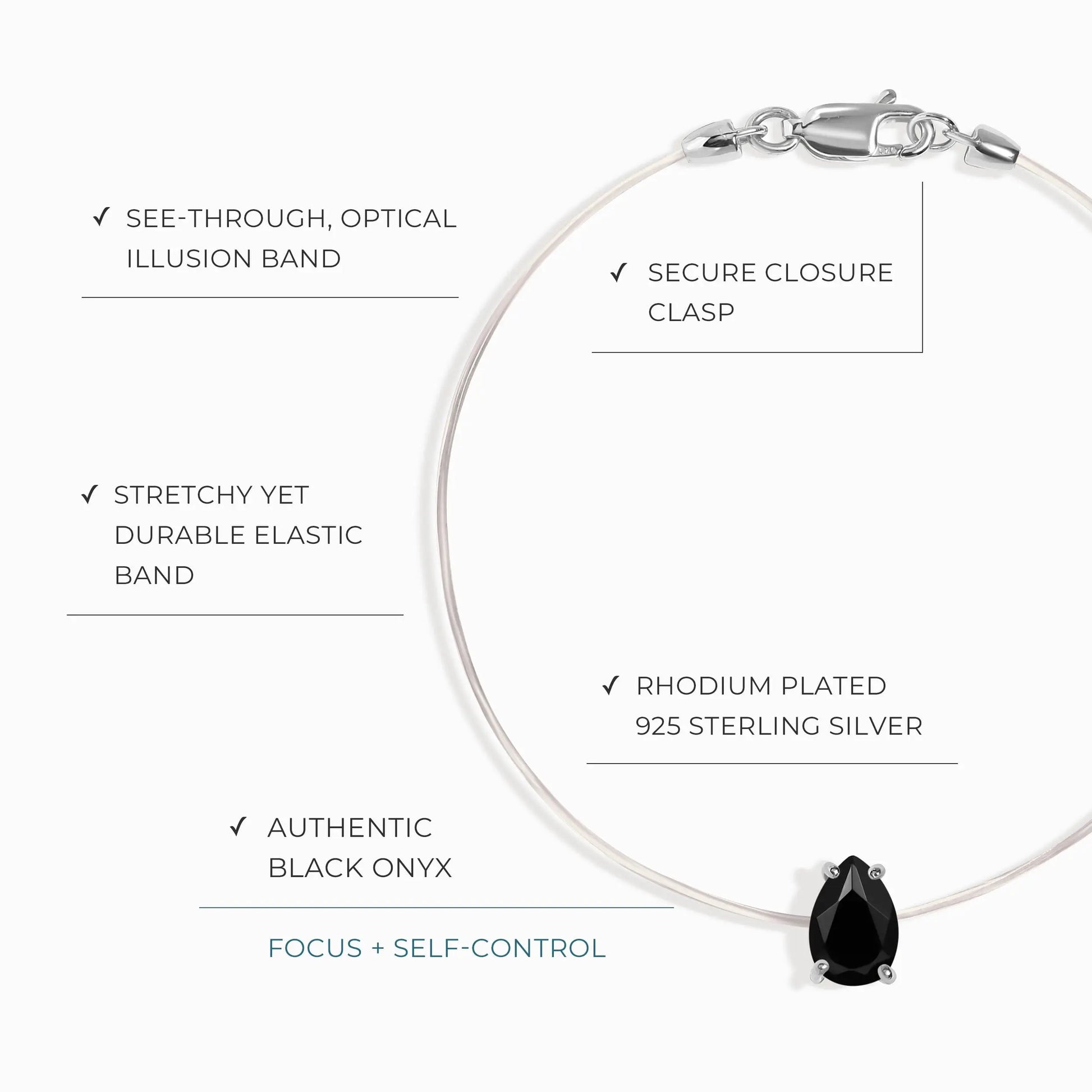 Black Onyx Bracelet Floating Sway - December Birthstone Moon Magic