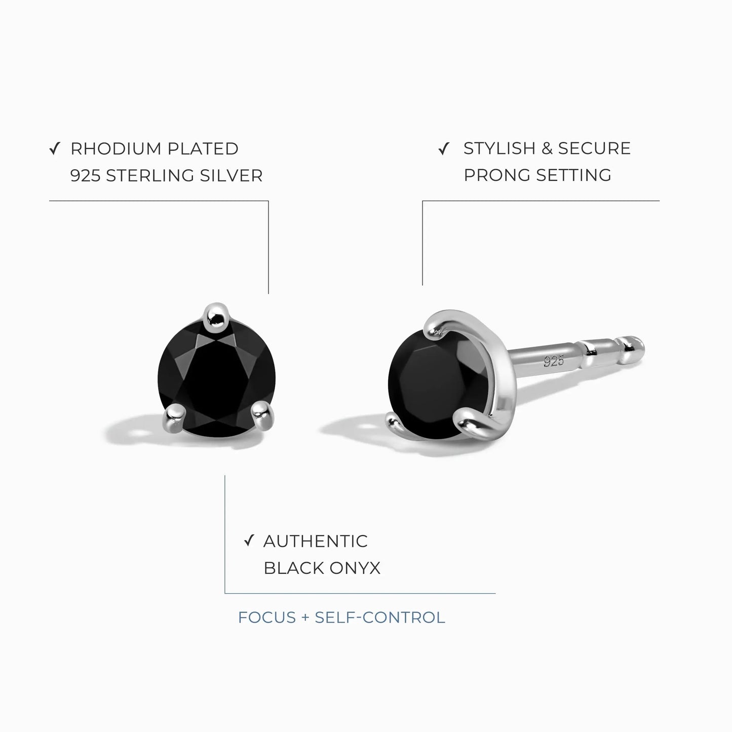 Black Onyx Round Studs - December Birthstone Moon Magic