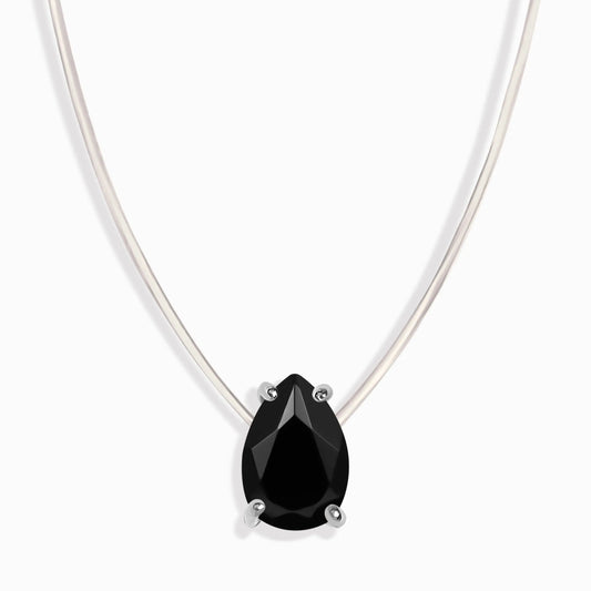Black Onyx Necklace Floating Sway - December Birthstone Moon Magic