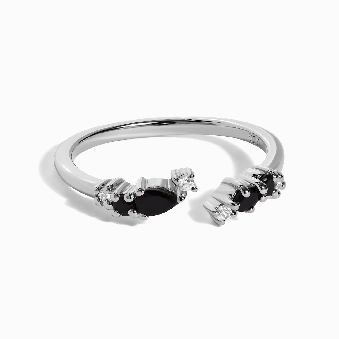 Adjustable Black Onyx Ring Flourish - December Birthstone Moon Magic
