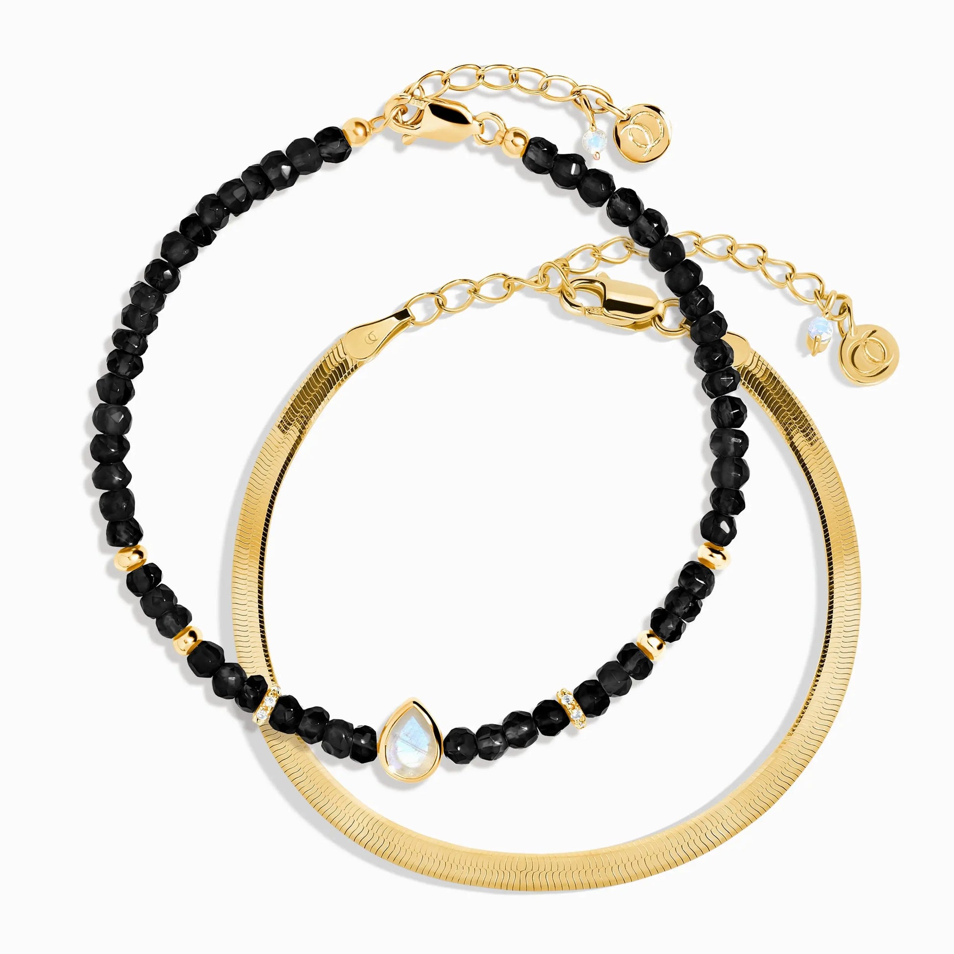Black Obsidian Free Spirit Bracelet Stack Moon Magic