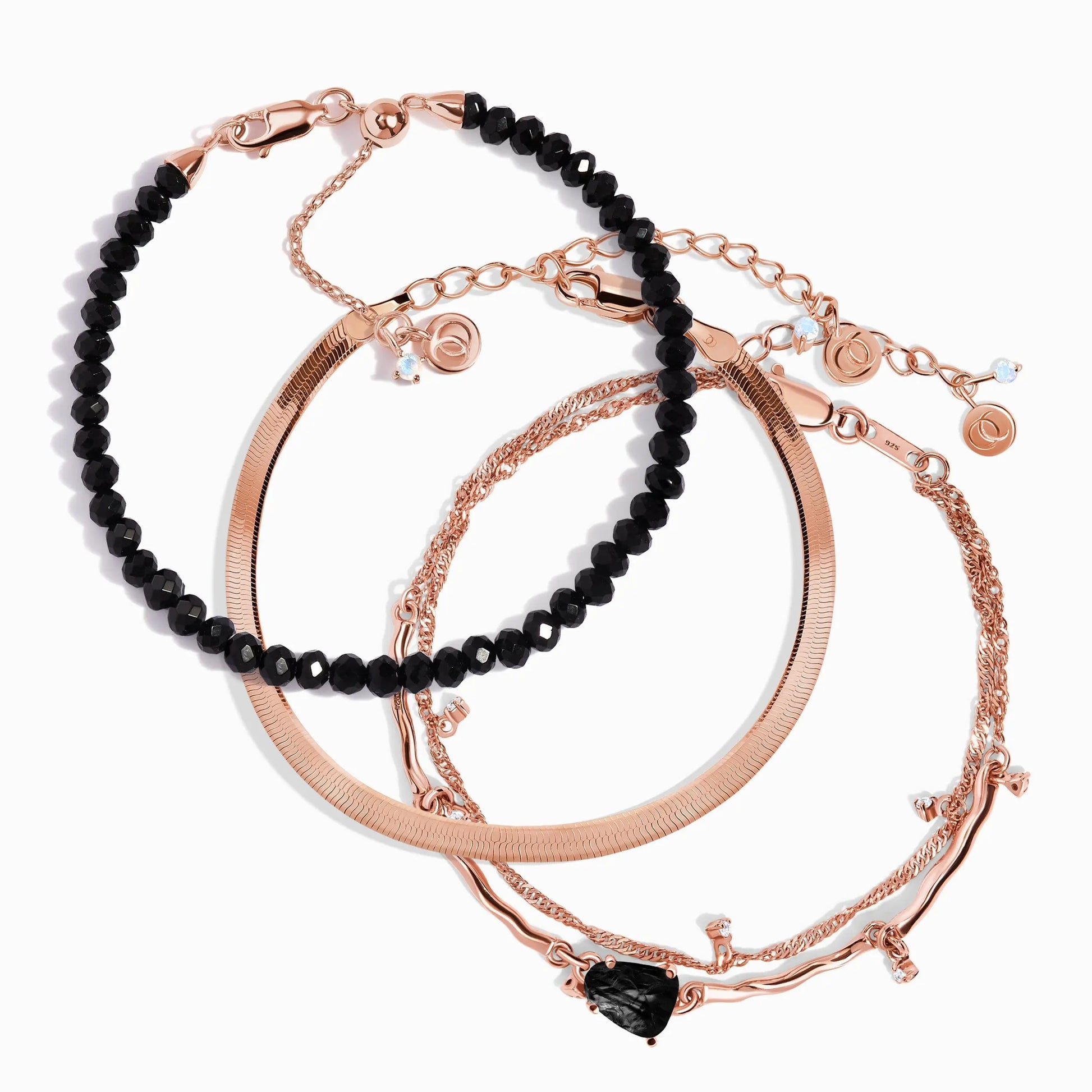 Black Obsidian Bracelet Stack - Protective Flow Moon Magic