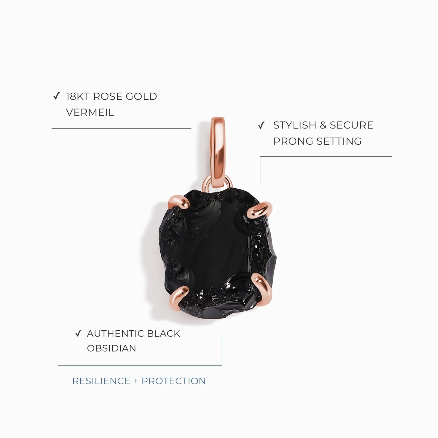 Raw Crystal Charm - Black Obsidian Moon Magic