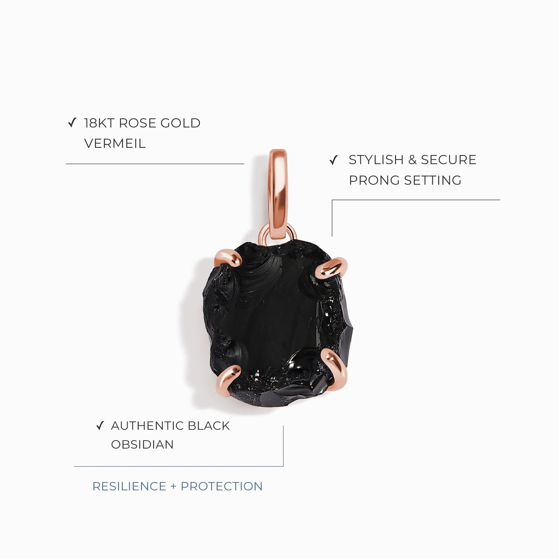 Raw Crystal Charm - Black Obsidian Moon Magic