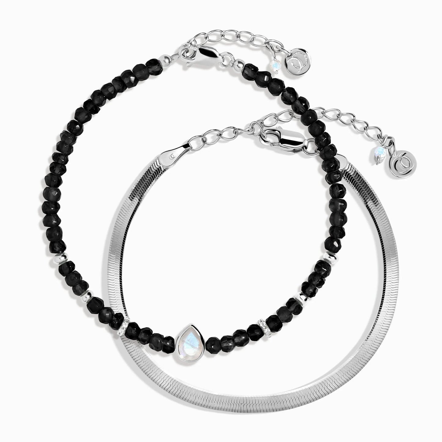 Black Obsidian Free Spirit Bracelet Stack Moon Magic