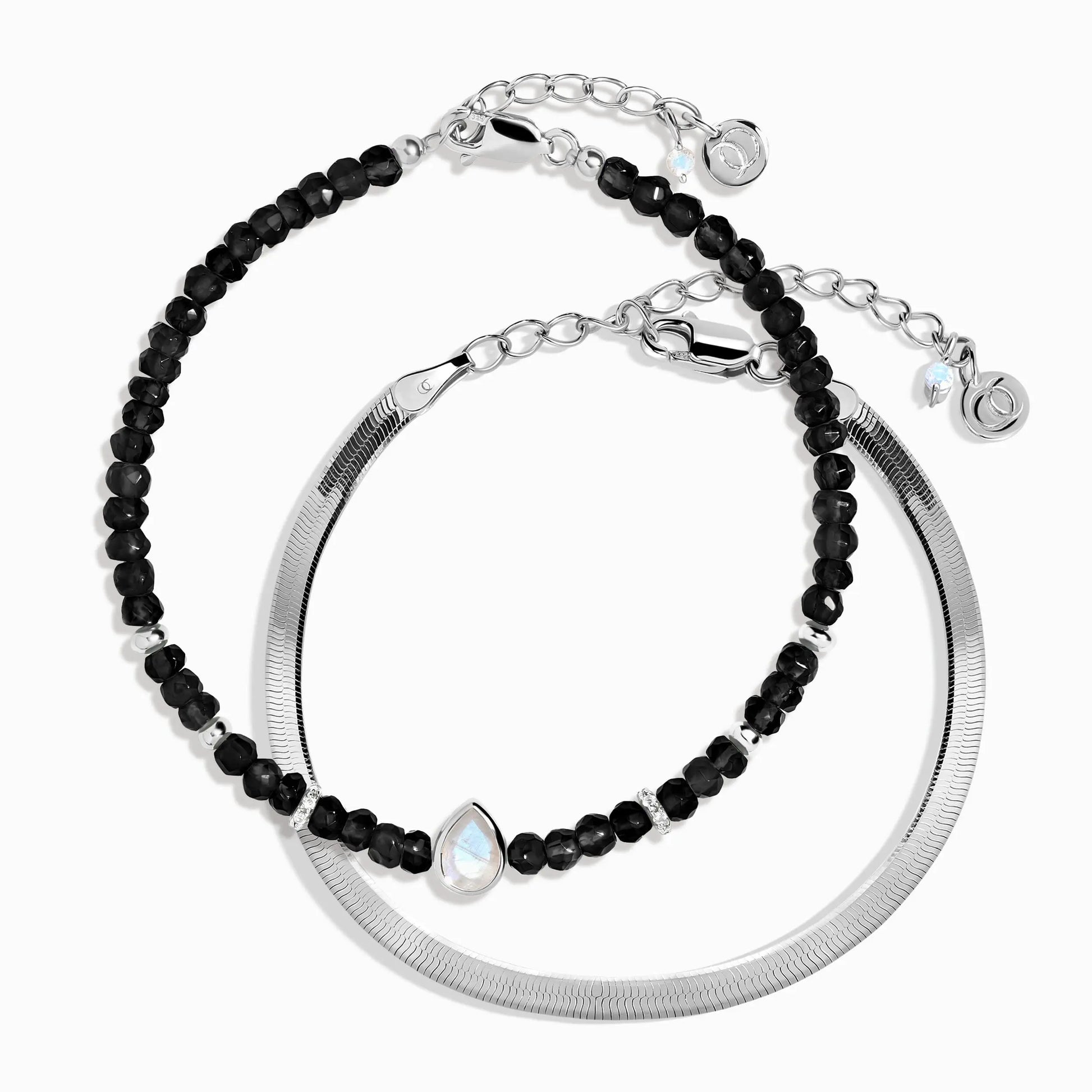 Black Obsidian Free Spirit Bracelet Stack Moon Magic