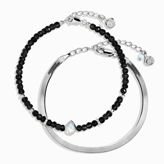 Black Obsidian Free Spirit Bracelet Stack Moon Magic