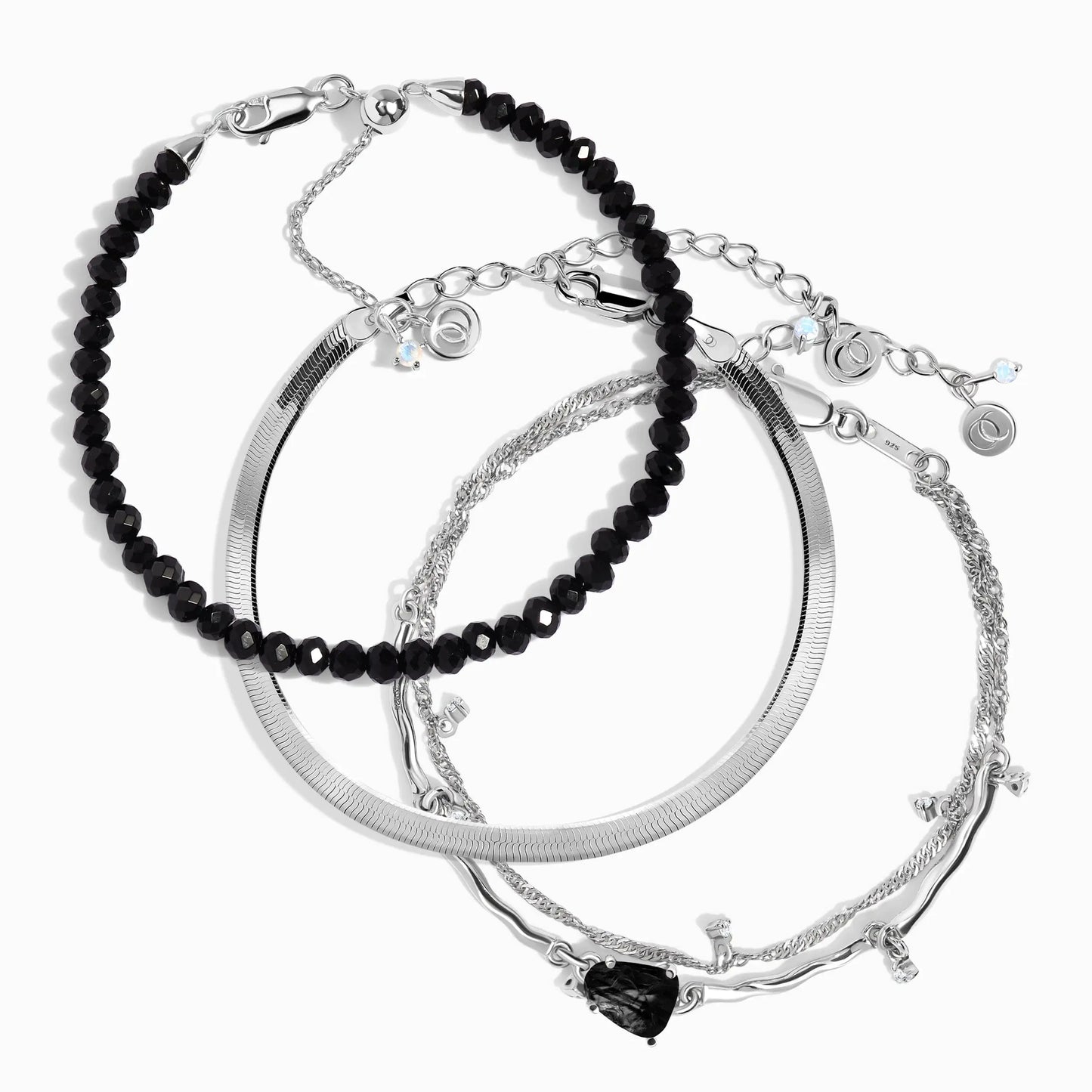 Black Obsidian Bracelet Stack - Protective Flow Moon Magic