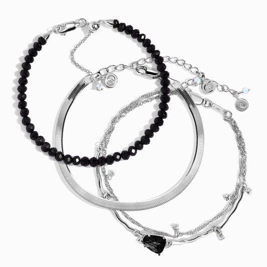 Black Obsidian Bracelet Stack - Protective Flow Moon Magic
