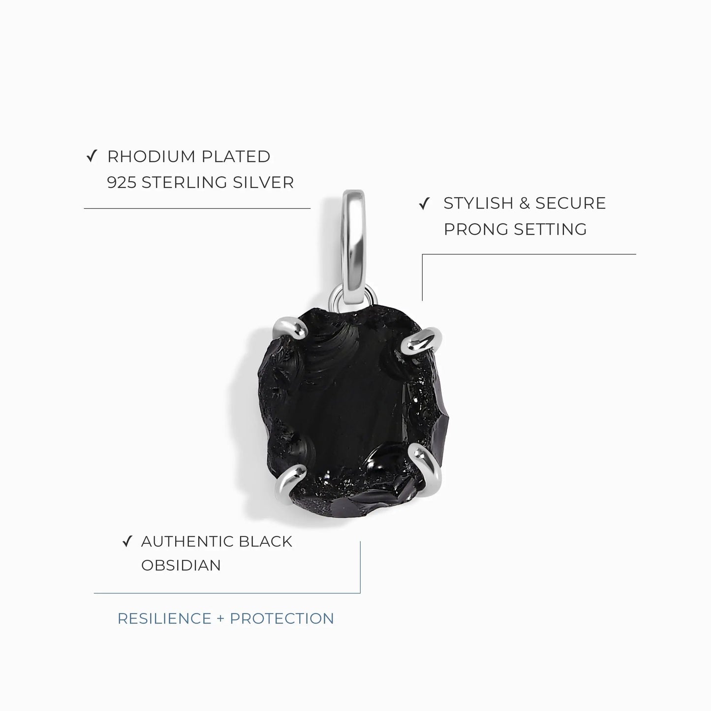 Raw Crystal Charm - Black Obsidian Moon Magic
