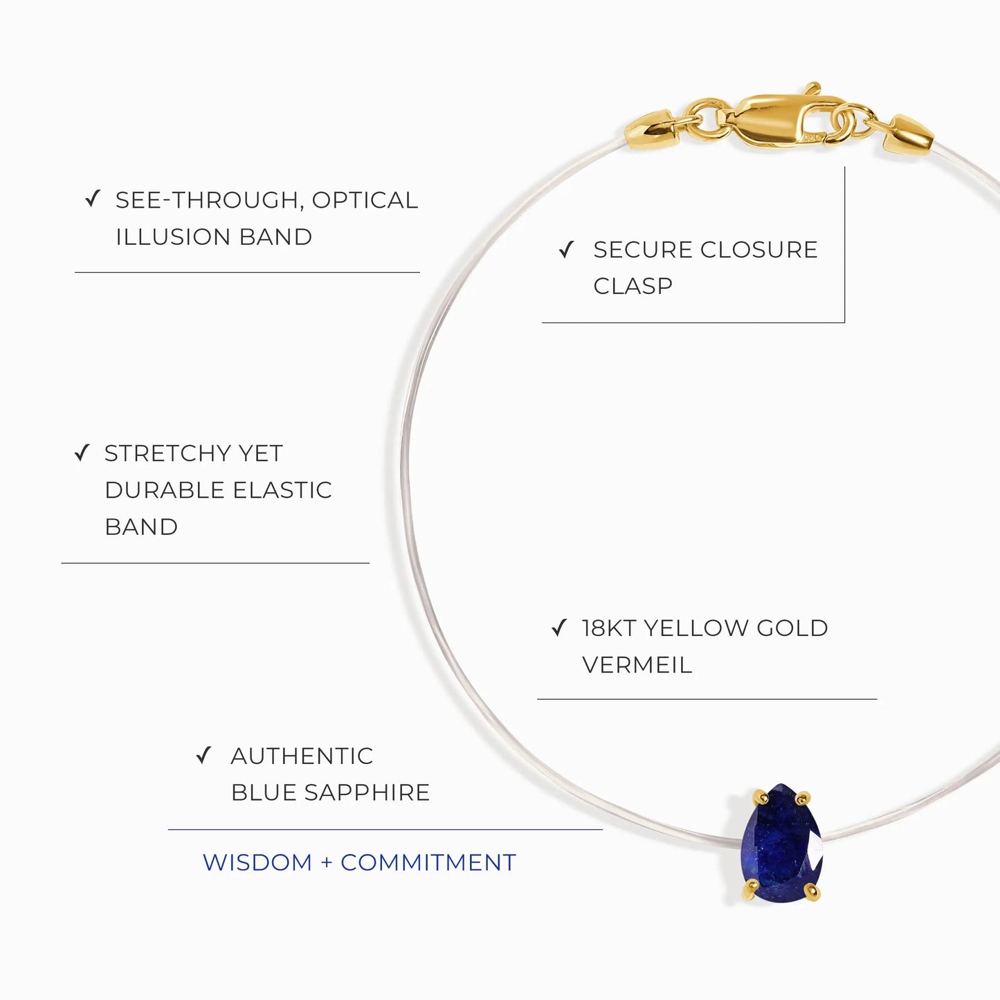 Blue Sapphire Bracelet Floating Sway - September Birthstone Moon Magic