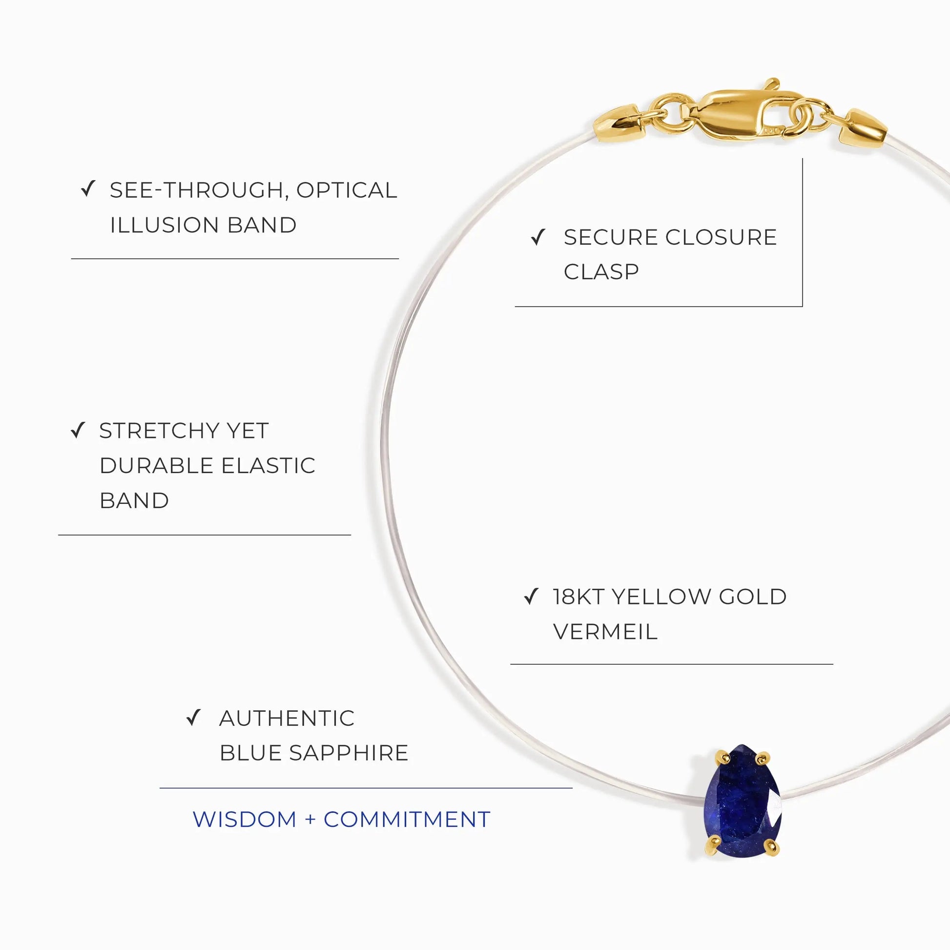 Blue Sapphire Bracelet Floating Sway - September Birthstone Moon Magic