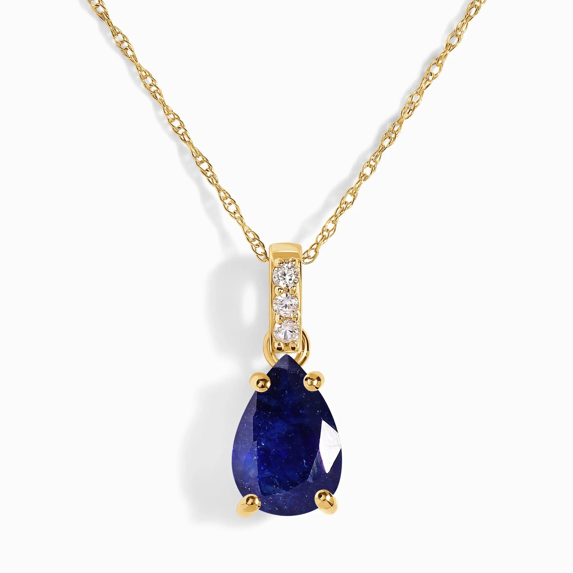 Blue Sapphire Diamond Necklace Sway - September Birthstone Moon Magic