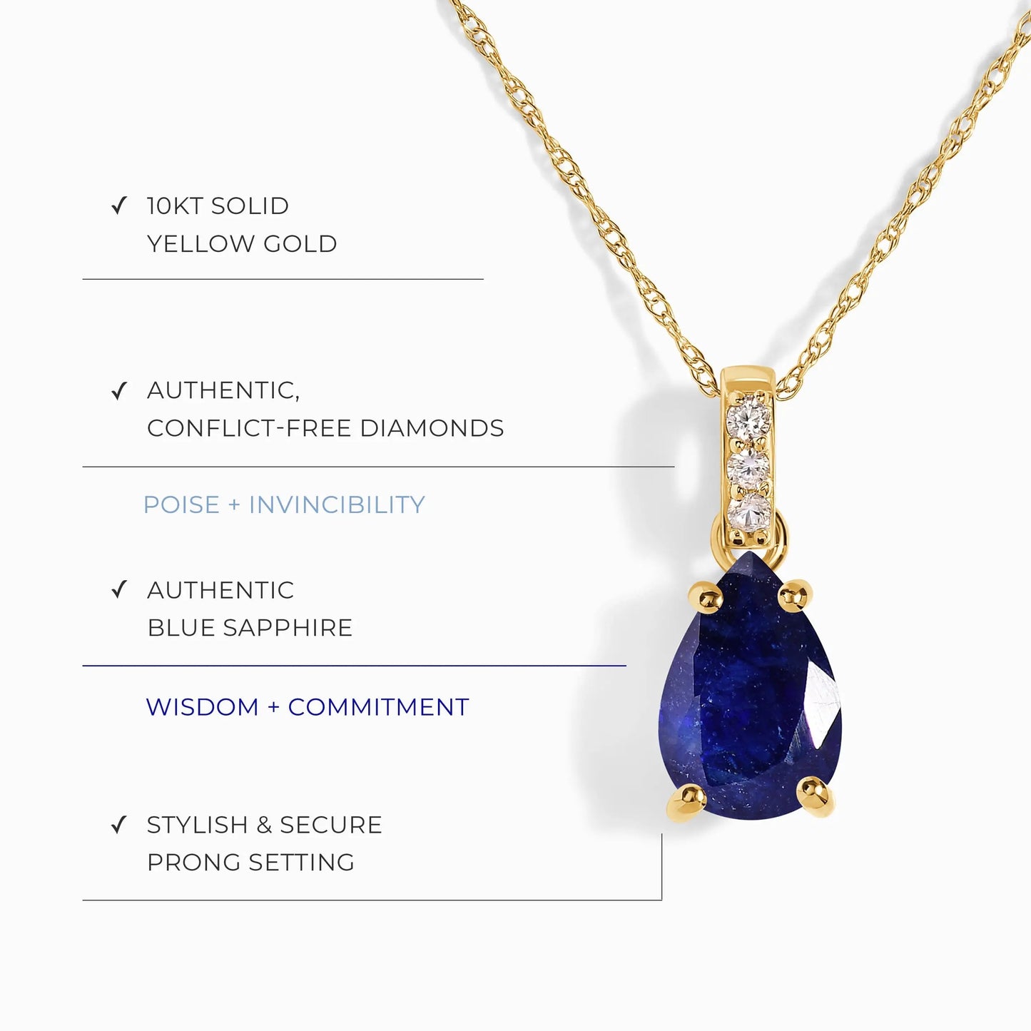 Blue Sapphire Diamond Necklace Sway - September Birthstone Moon Magic