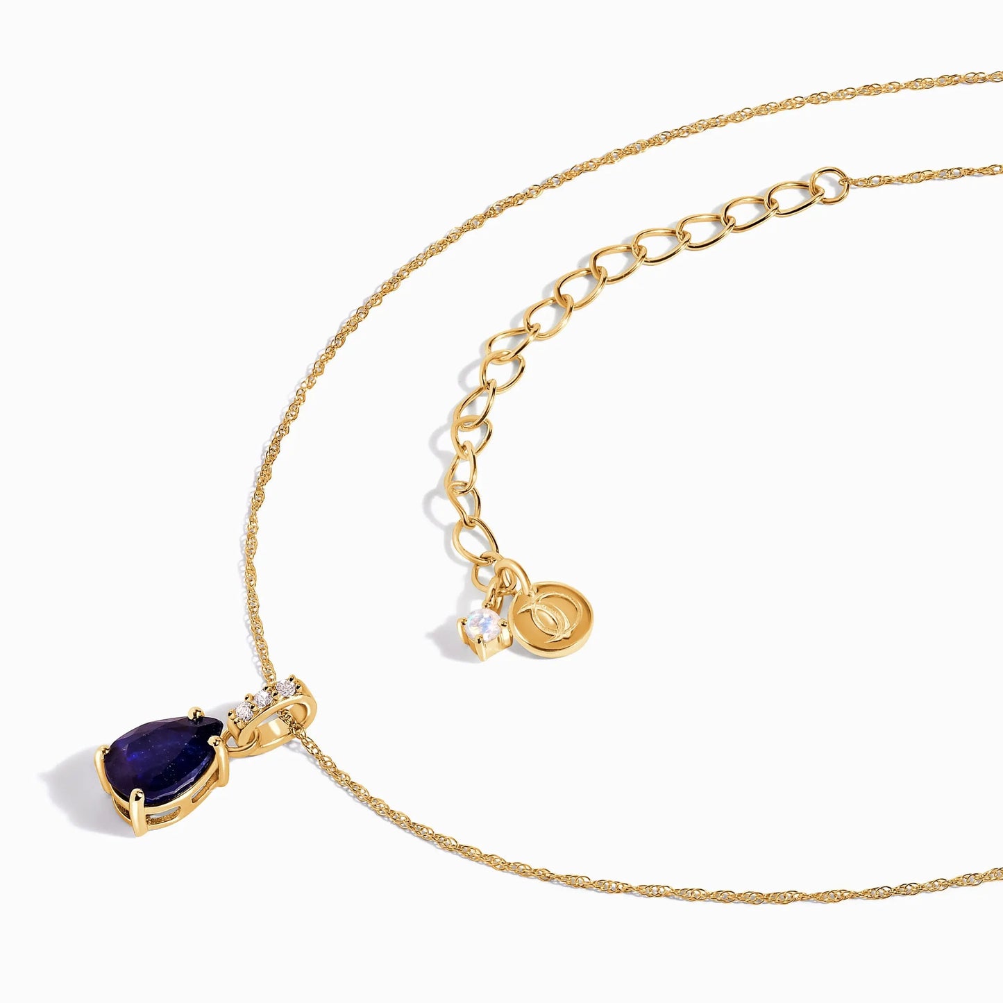 Blue Sapphire Diamond Necklace Sway - September Birthstone Moon Magic