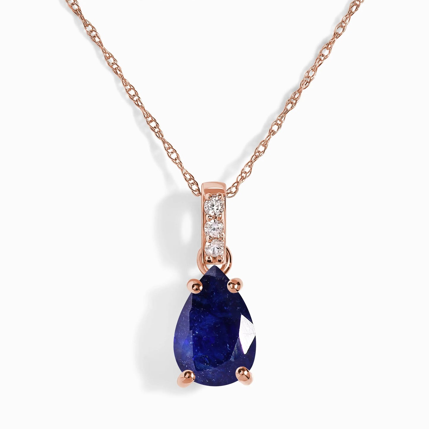 Blue Sapphire Diamond Necklace Sway - September Birthstone Moon Magic