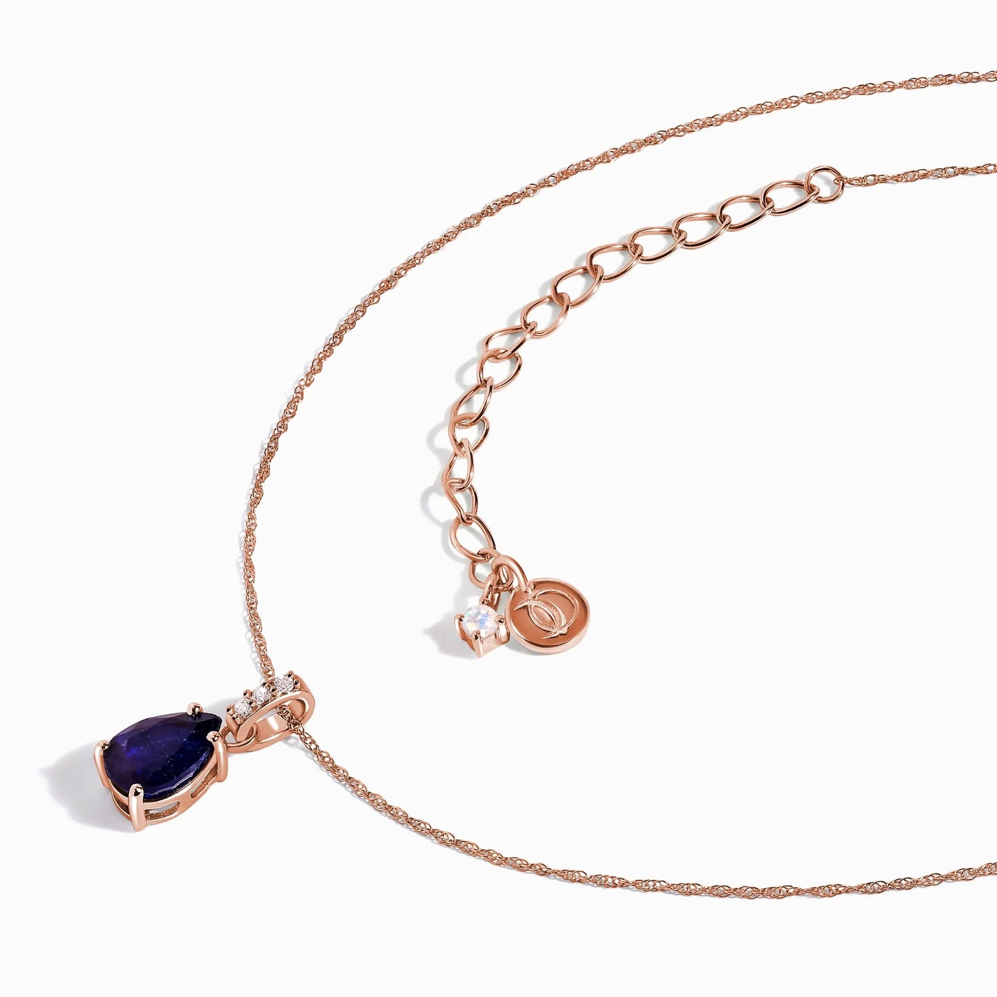 Blue Sapphire Diamond Necklace Sway - September Birthstone Moon Magic