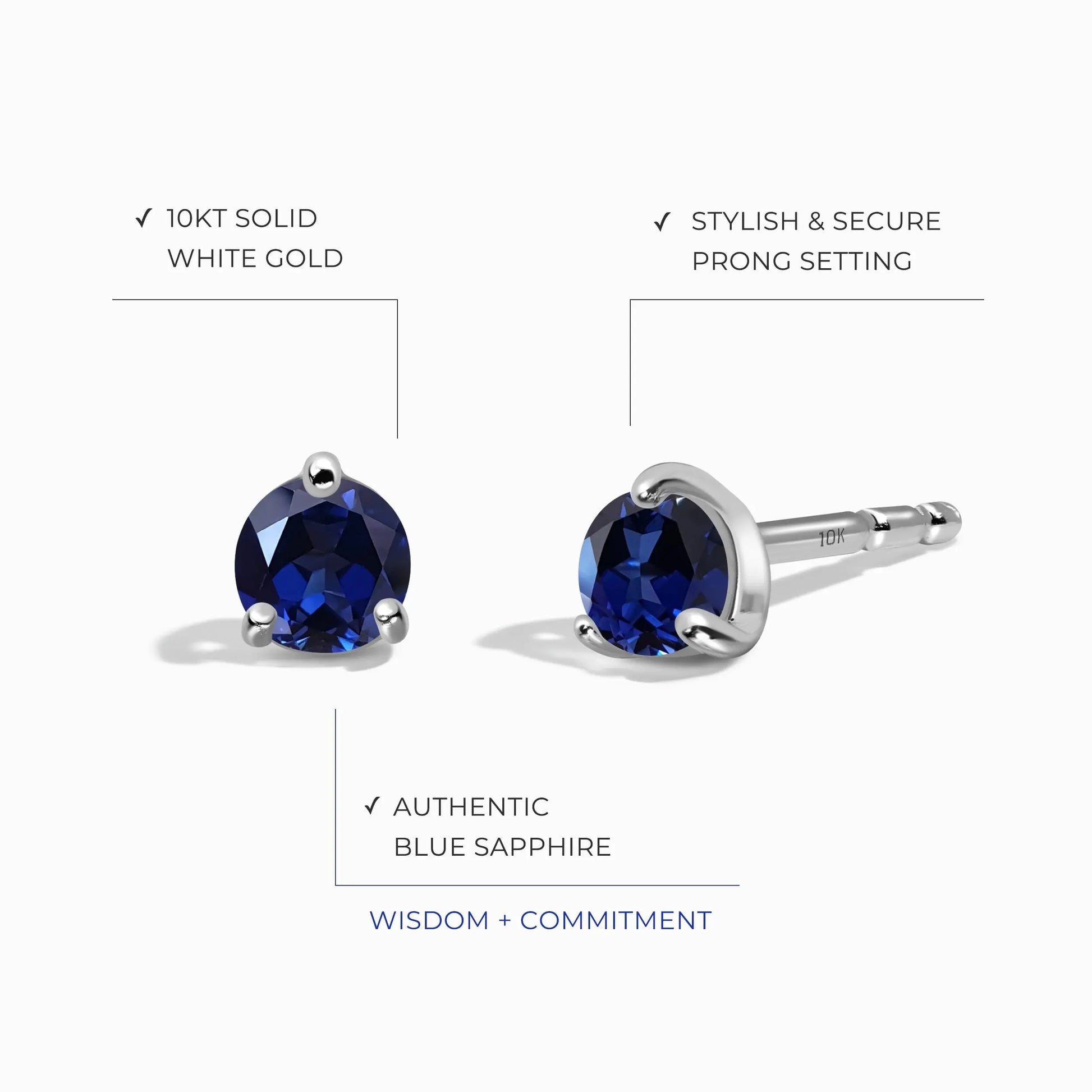 Blue Sapphire Round Studs - September Birthstone Moon Magic
