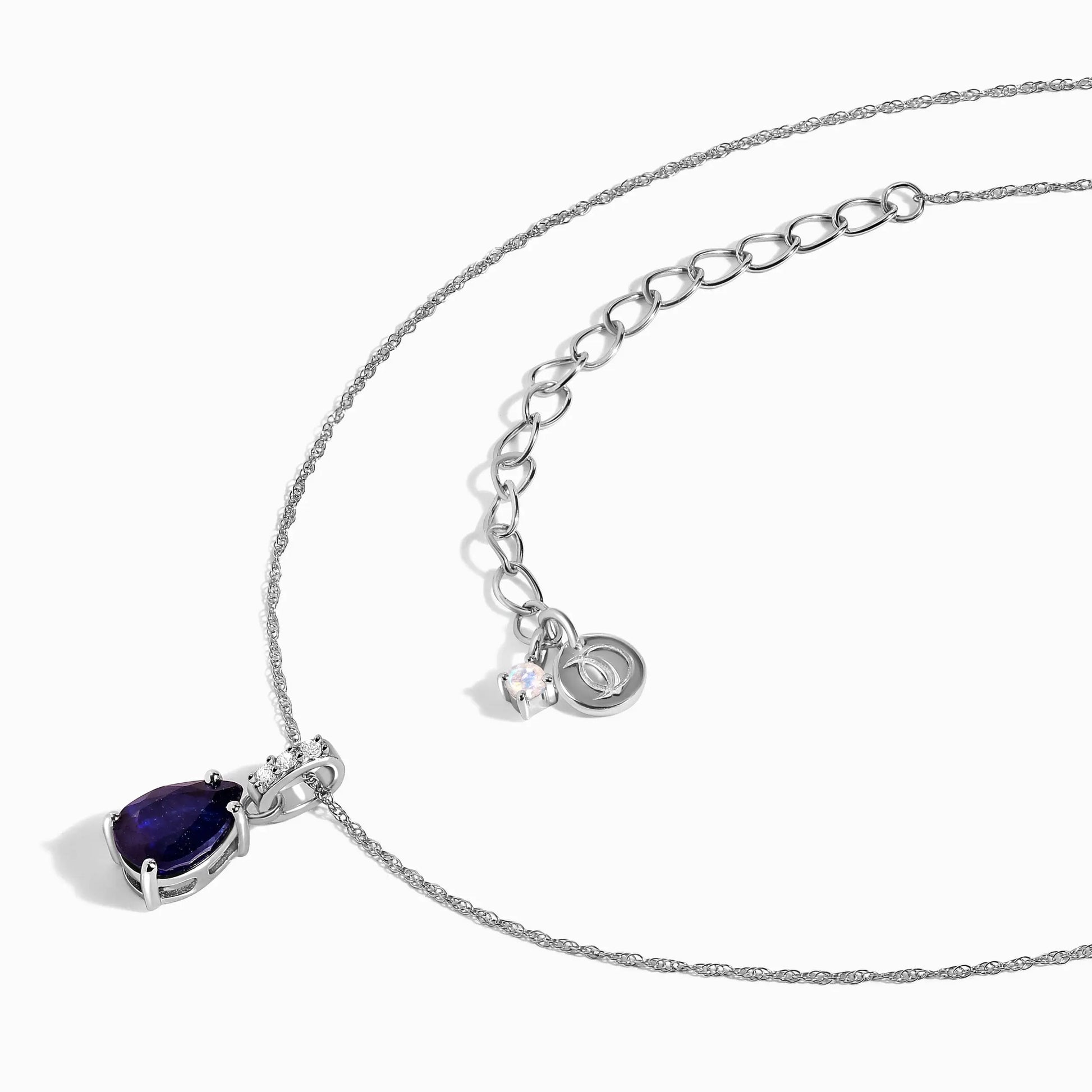 Blue Sapphire Diamond Necklace Sway - September Birthstone Moon Magic