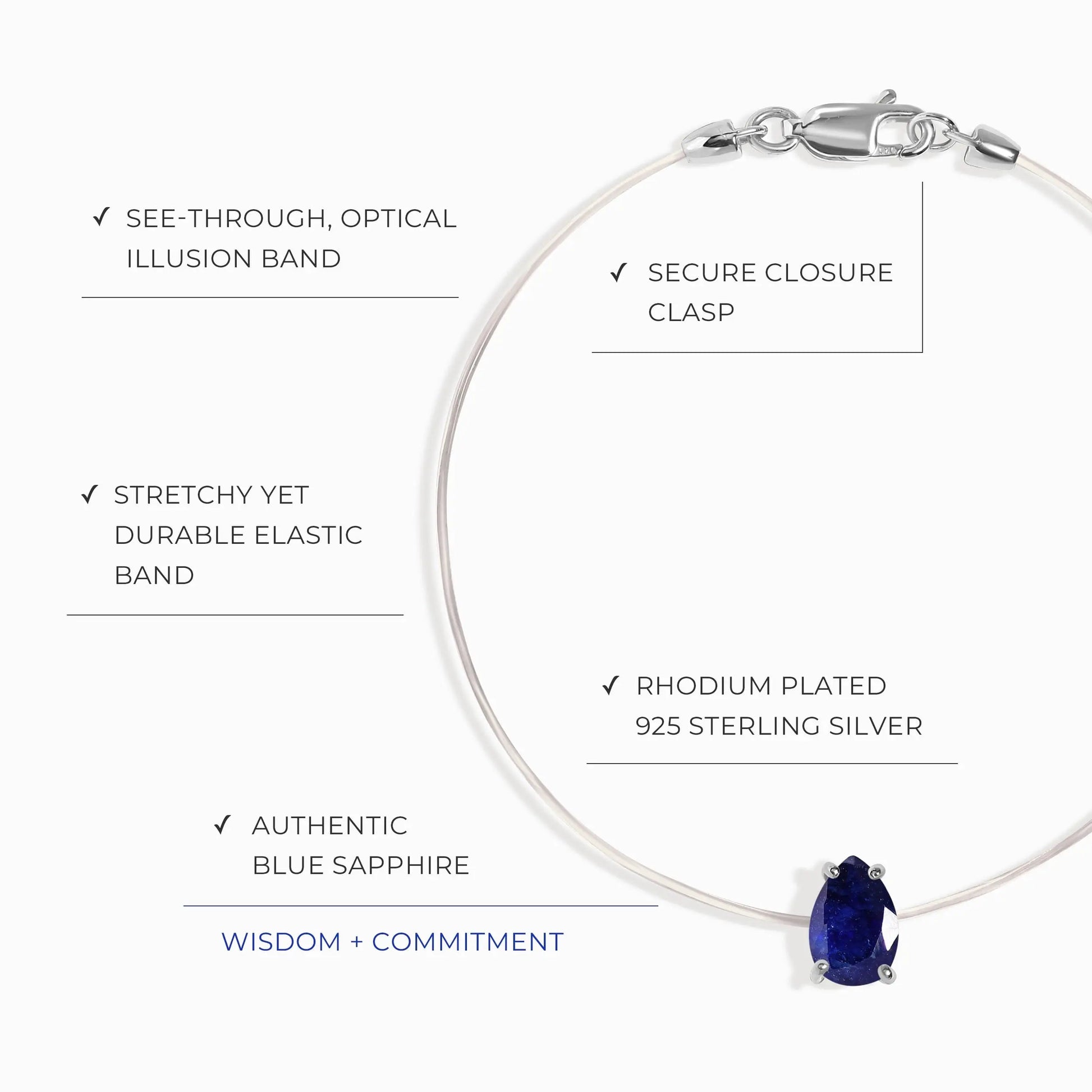 Blue Sapphire Bracelet Floating Sway - September Birthstone Moon Magic