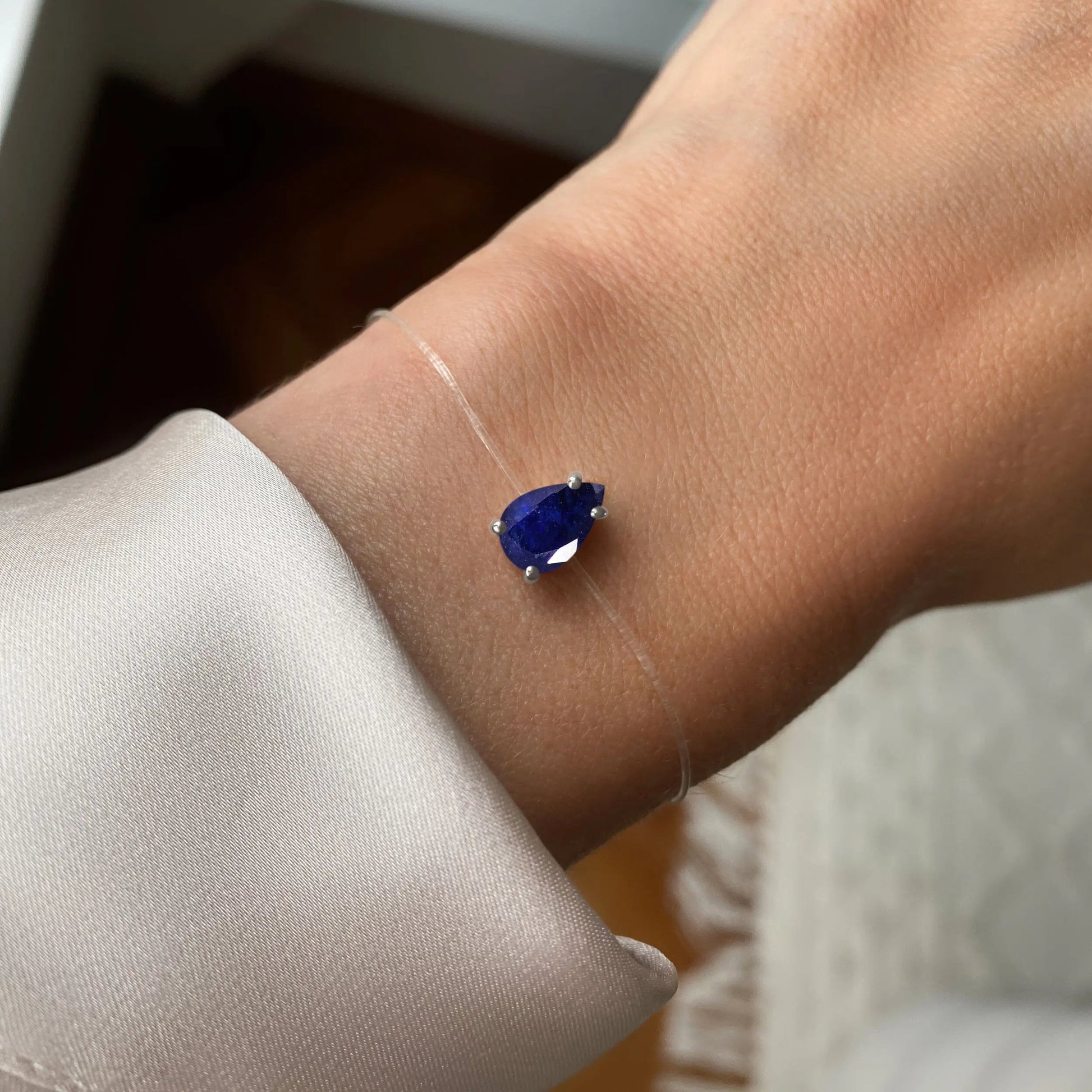 Blue Sapphire Bracelet Floating Sway - September Birthstone Moon Magic