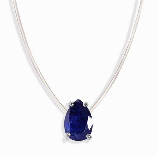 Blue Sapphire Necklace Floating Sway - September Birthstone Moon Magic