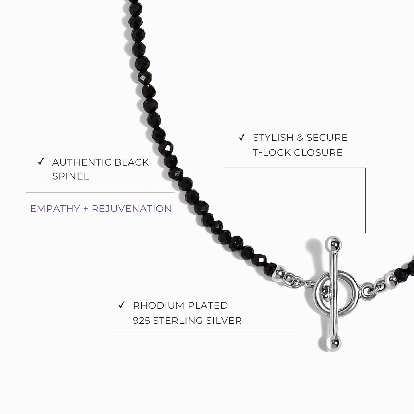 Black Spinel T-Lock Beads Necklace - Raise Your Vibrations Moon Magic