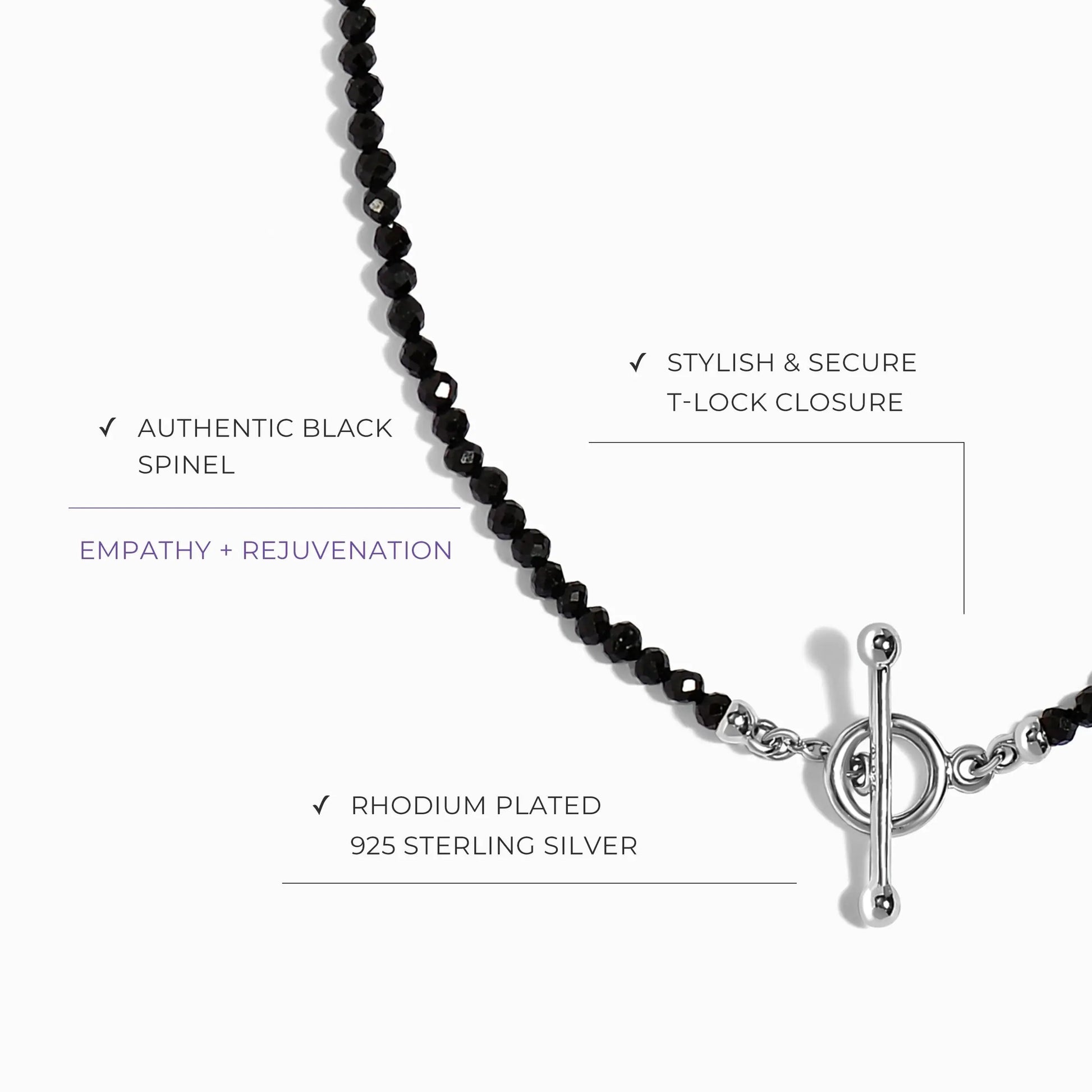 Black Spinel T-Lock Beads Necklace - Raise Your Vibrations Moon Magic
