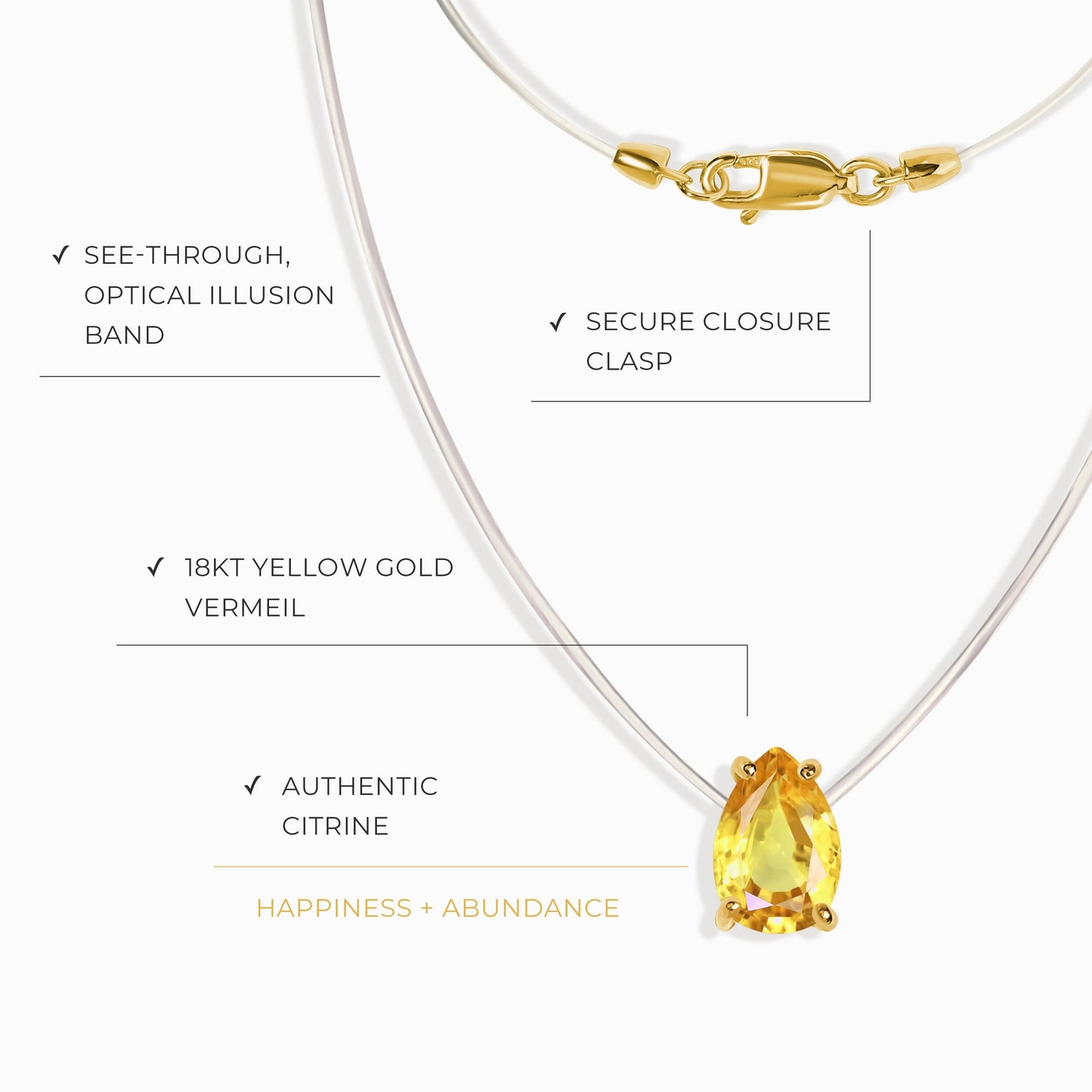 Citrine Necklace Floating Sway - November Birthstone Moon Magic
