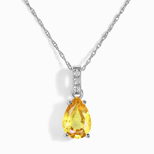 Citrine Diamond Necklace Sway - November Birthstone Moon Magic