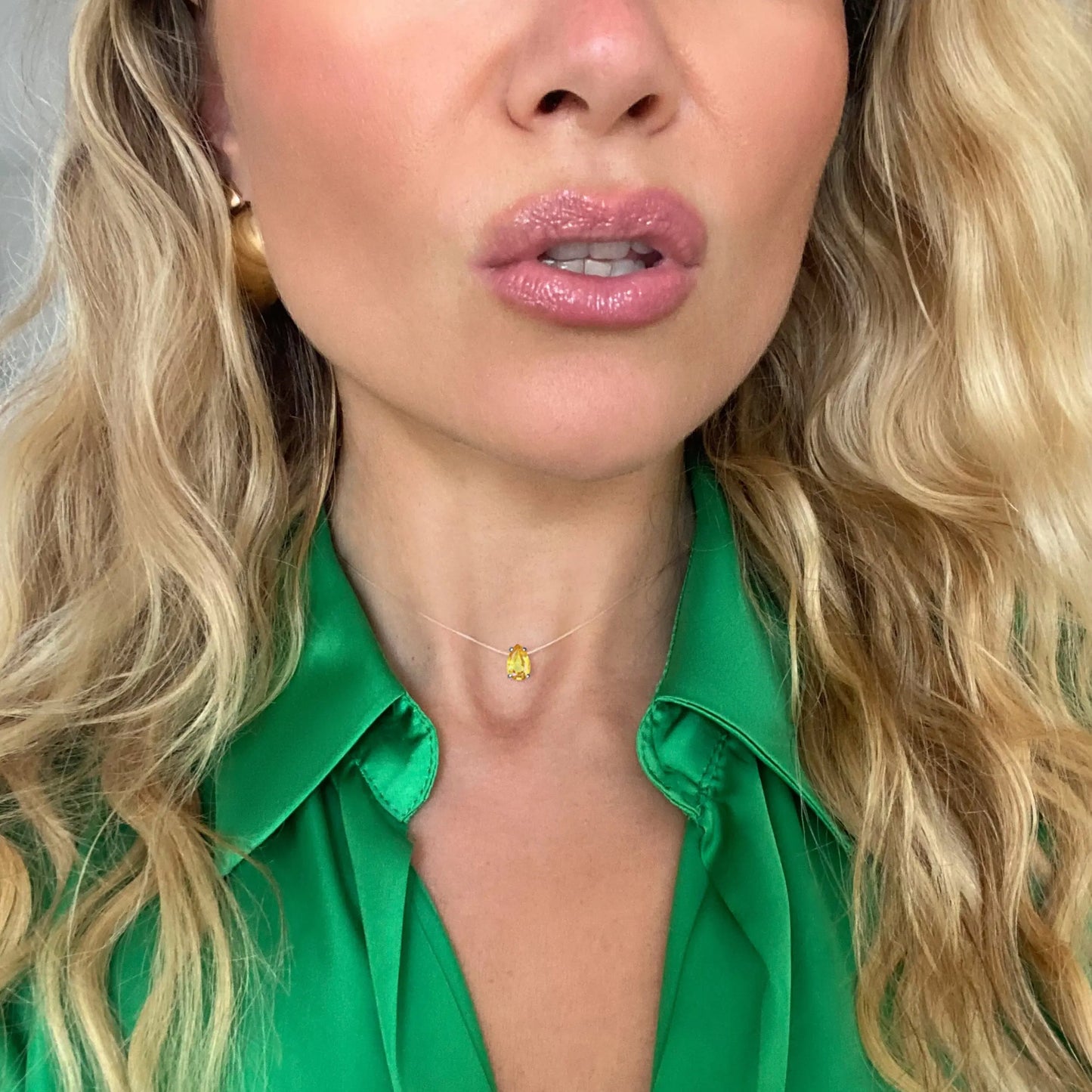 Citrine Necklace Floating Sway - November Birthstone Moon Magic