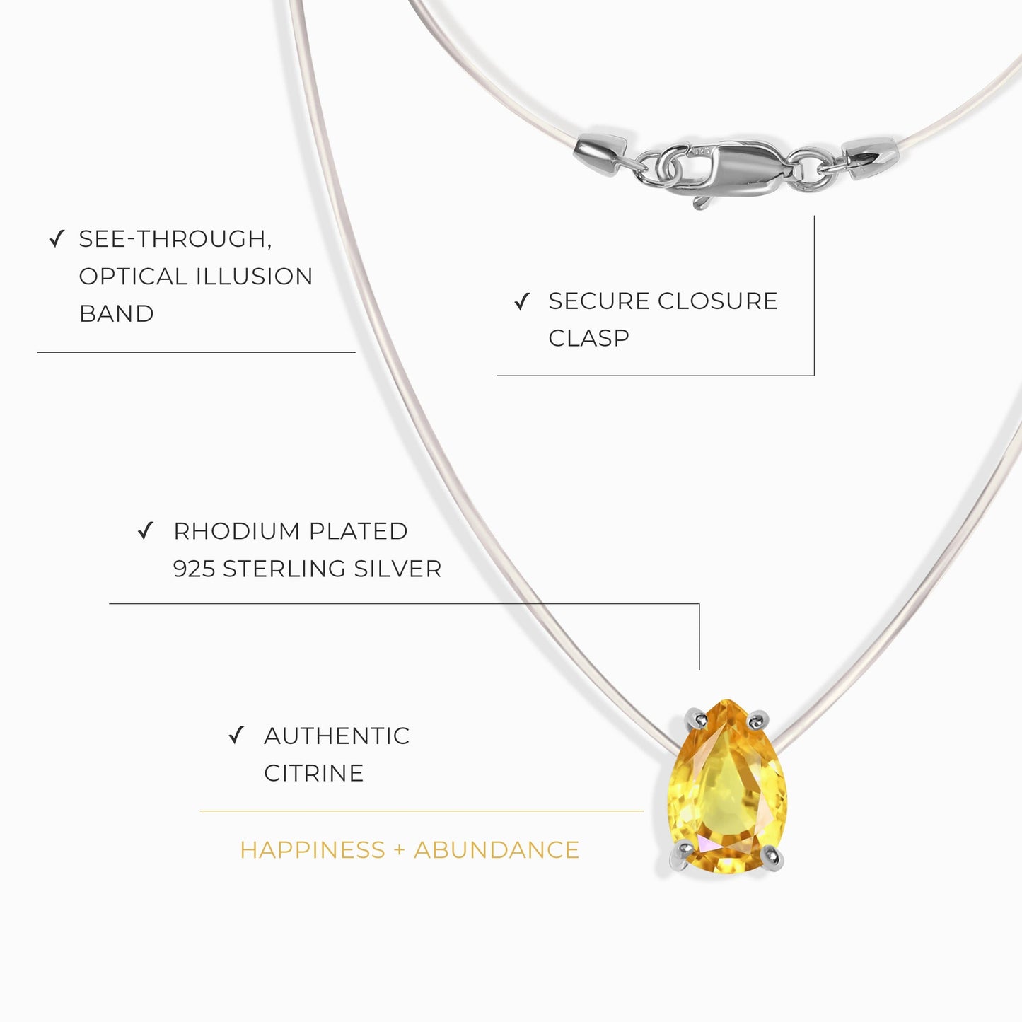 Citrine Necklace Floating Sway - November Birthstone Moon Magic