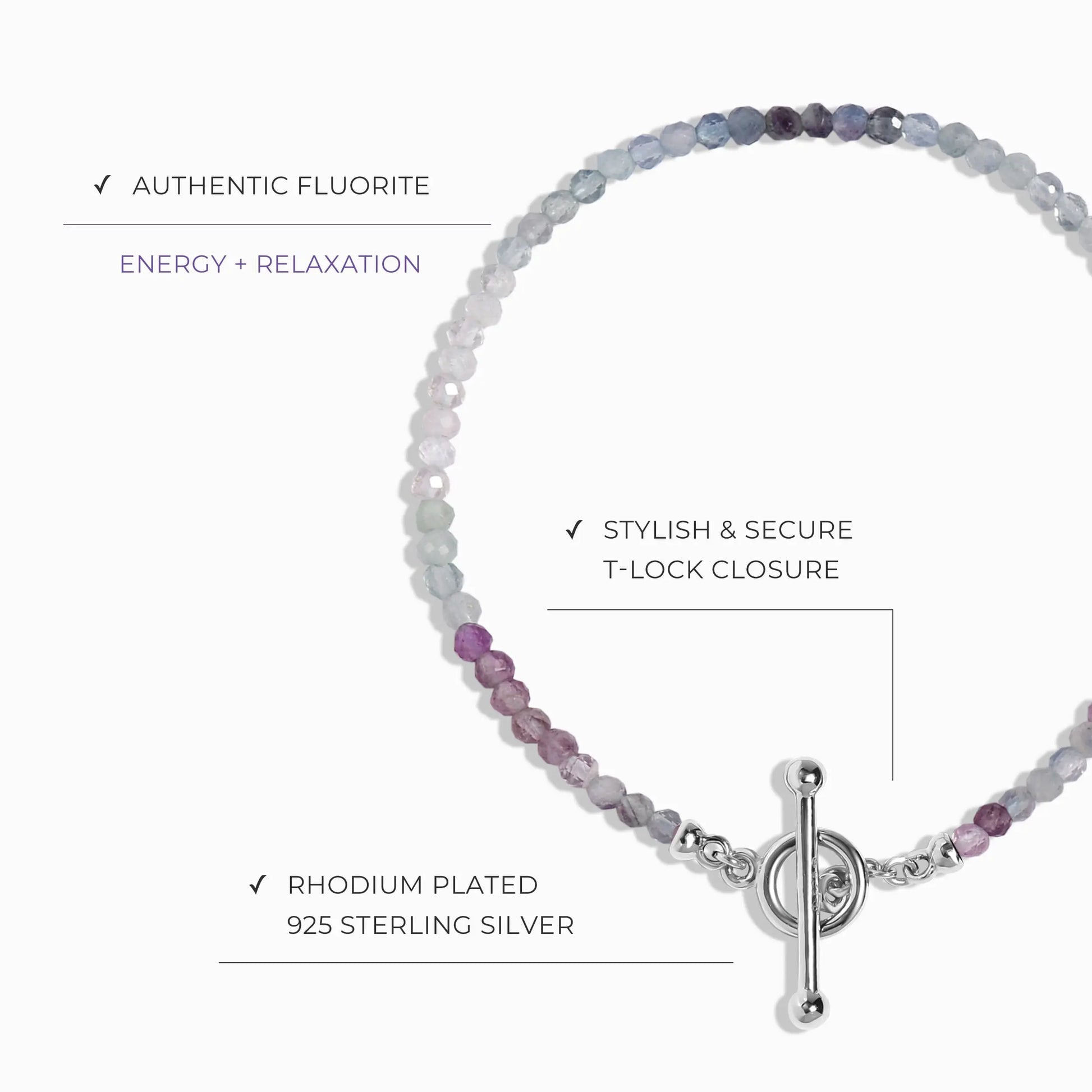 Fluorite T-Lock Beads Bracelet - Raise Your Vibrations Moon Magic