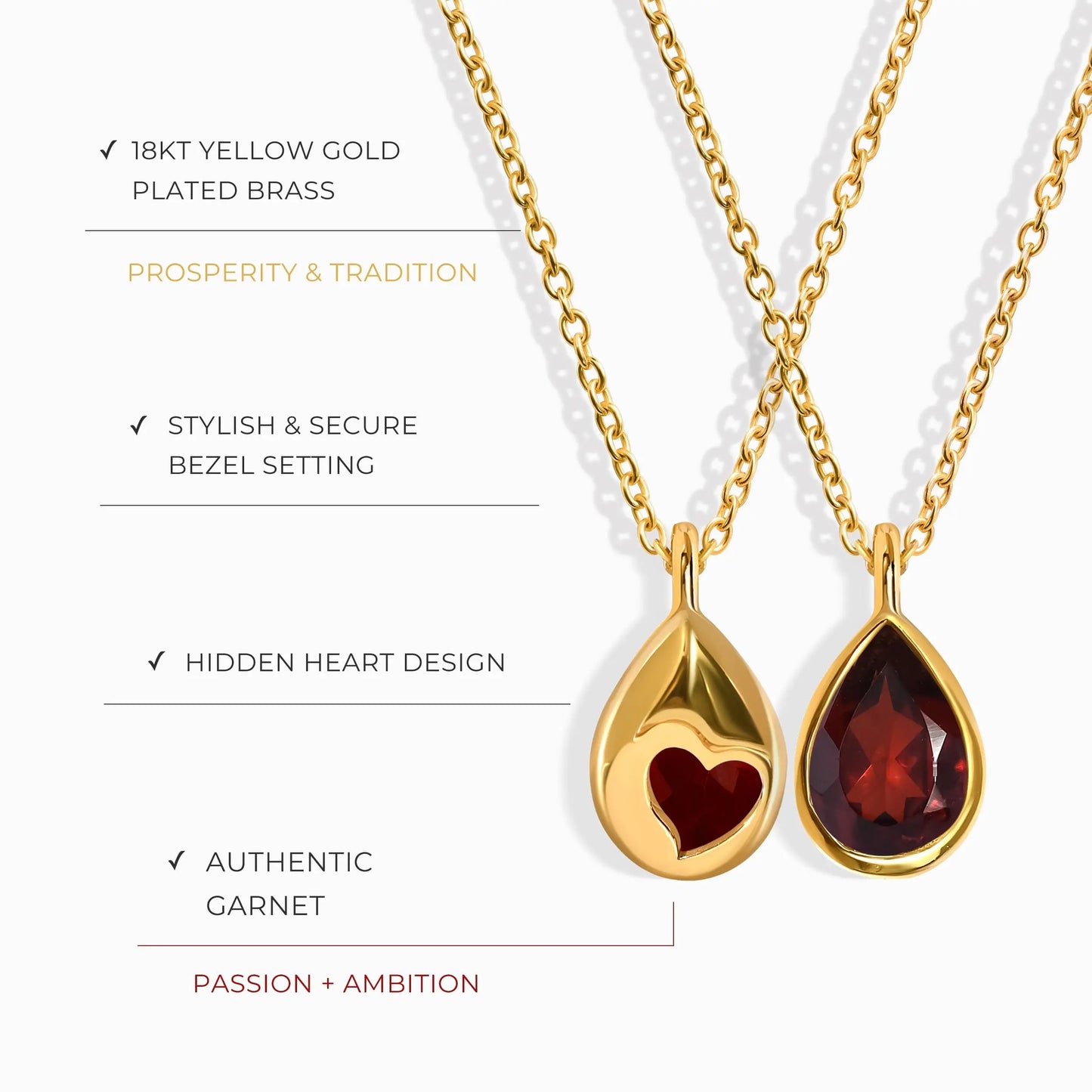 Garnet Necklace - Hidden Heart Moon Magic