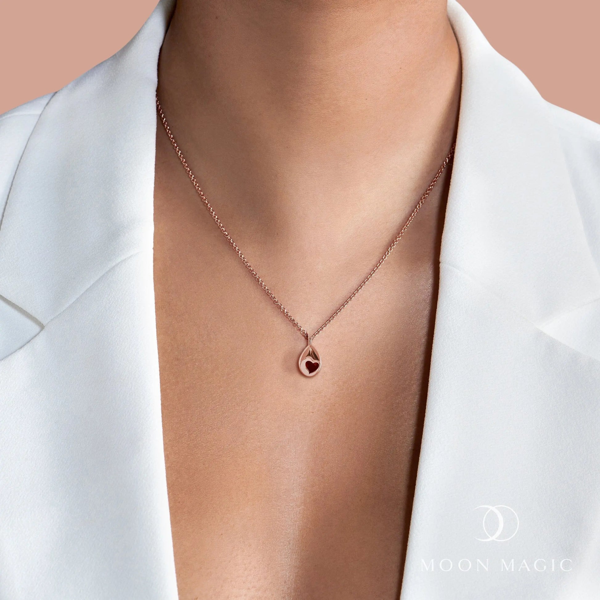 Garnet Necklace - Hidden Heart Moon Magic