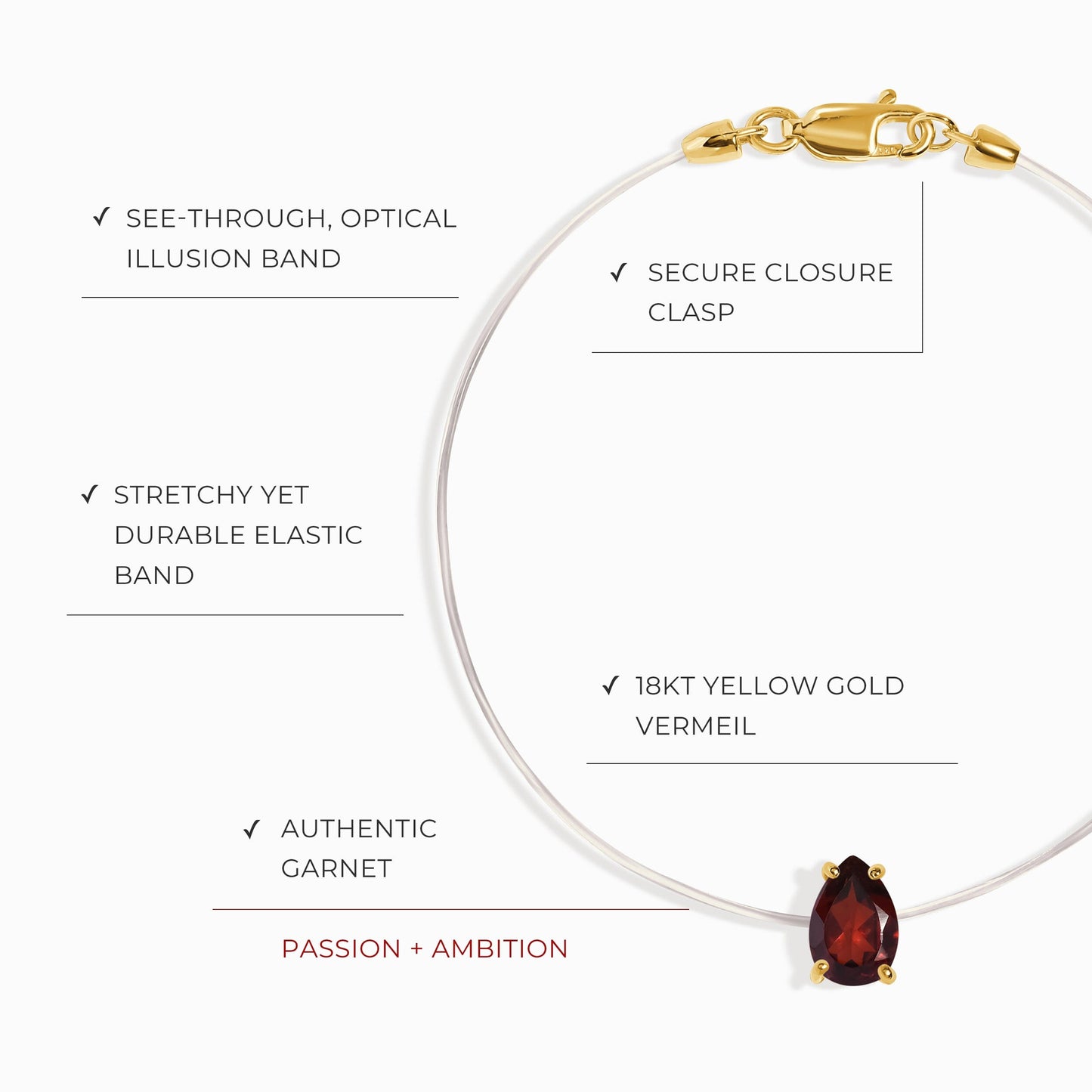 Garnet Bracelet Floating Sway - January Birthstone Moon Magic