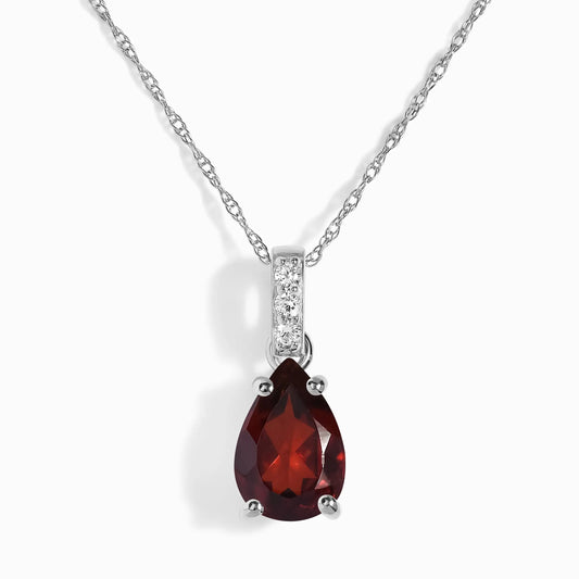 Garnet Diamond Necklace Sway - January Birthstone Moon Magic