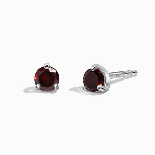 Garnet Round Studs - January Birthstone Moon Magic