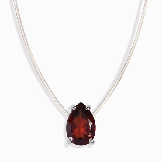 Garnet Necklace Floating Sway - January Birthstone Moon Magic