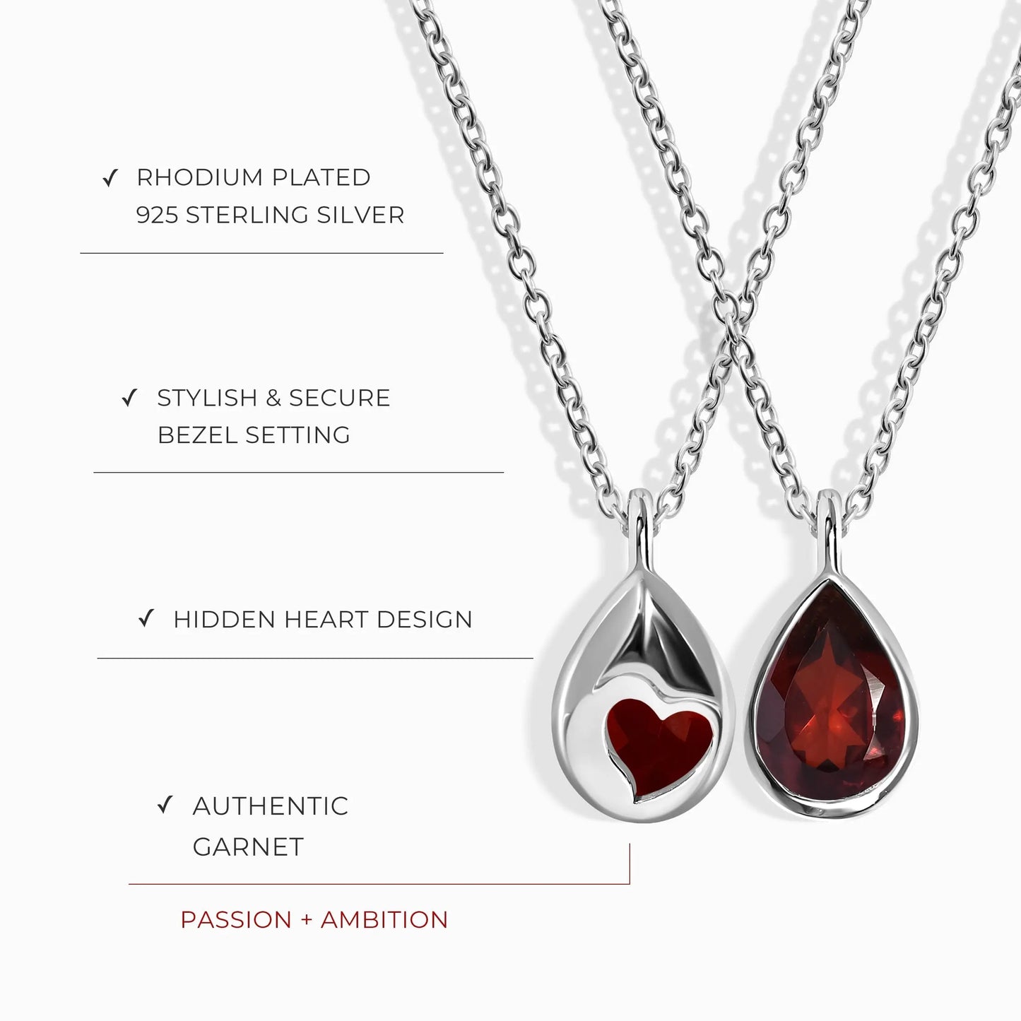 Garnet Necklace - Hidden Heart Moon Magic